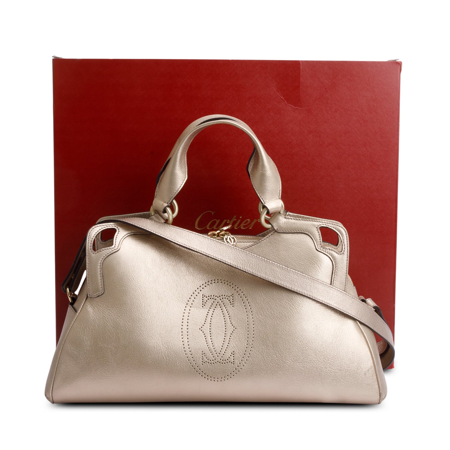 Cartier Gold Leather Medium Marcello de Cartier w/ Box, Strap & Authenticity Card