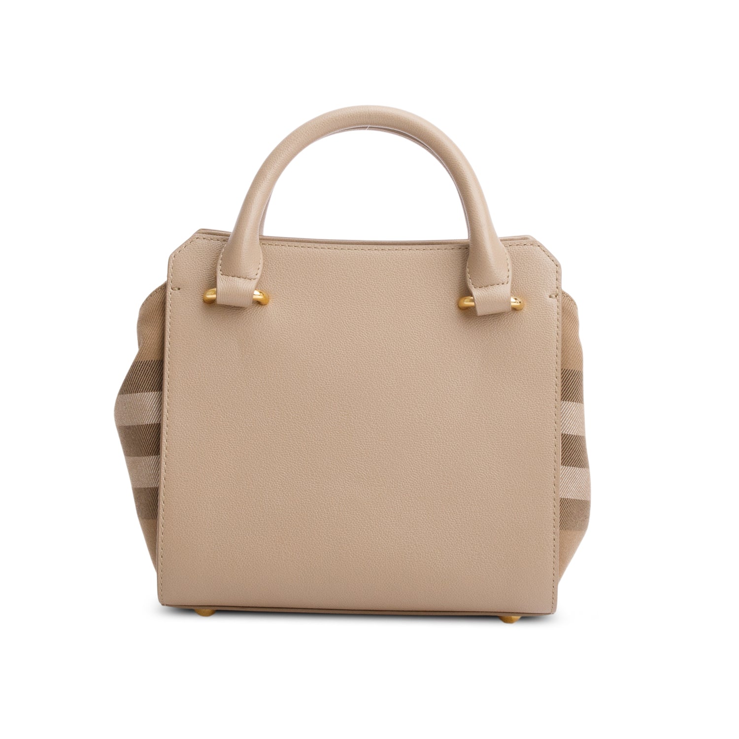 Burberry Beige Calfskin Mega Check Mini Banwell Tote w/ Strap