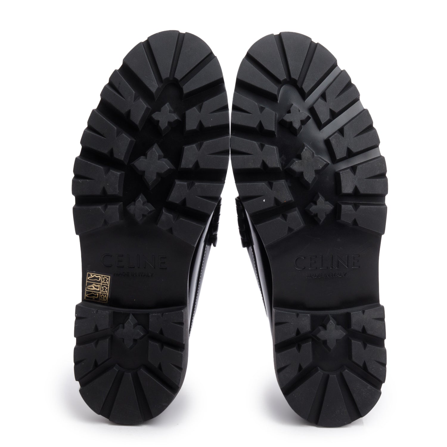 Celine Black Polished Bull Triomphe Chain Margaret Loafer, Size 41