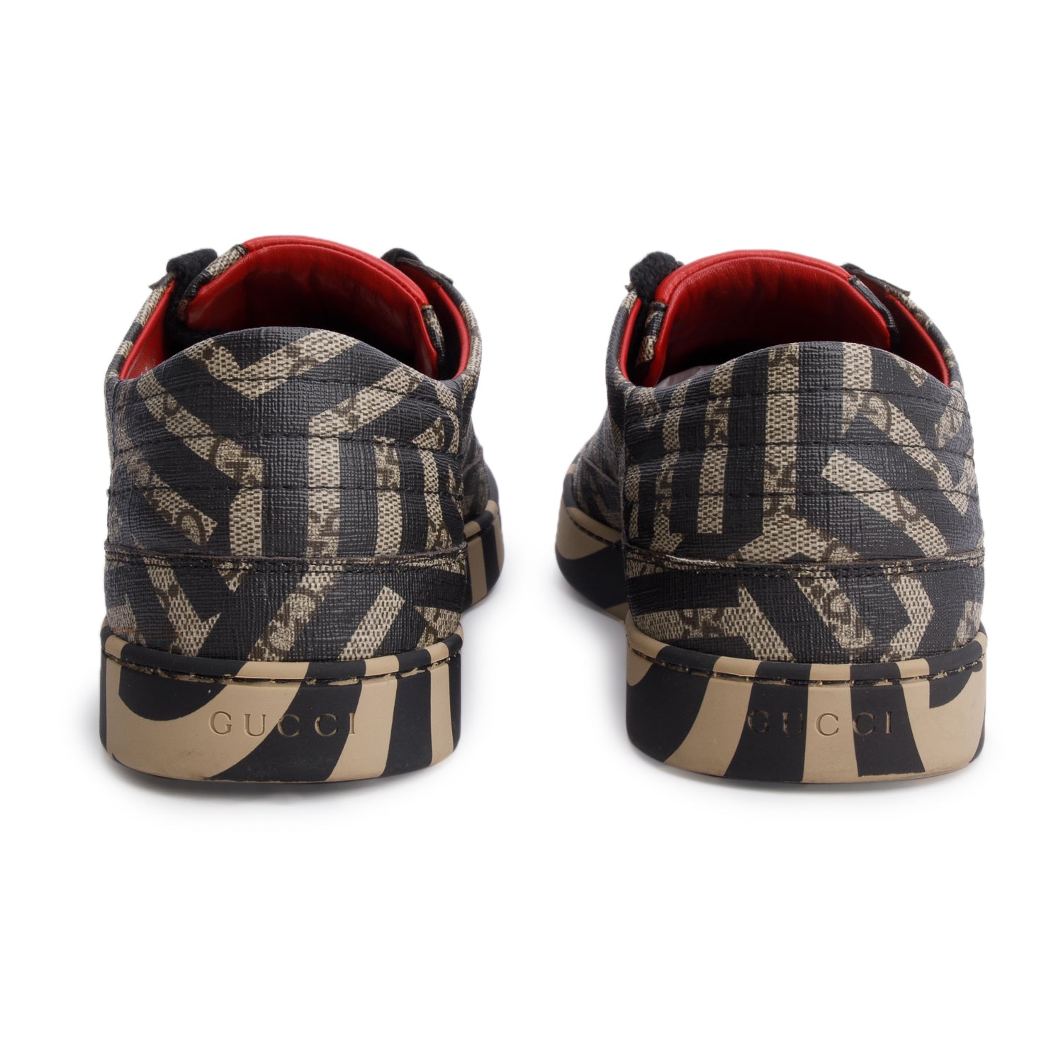 Gucci Black/Brown GG Supreme Monogram Caleido Low Top Sneakers, Men's Size 11 w/ Box