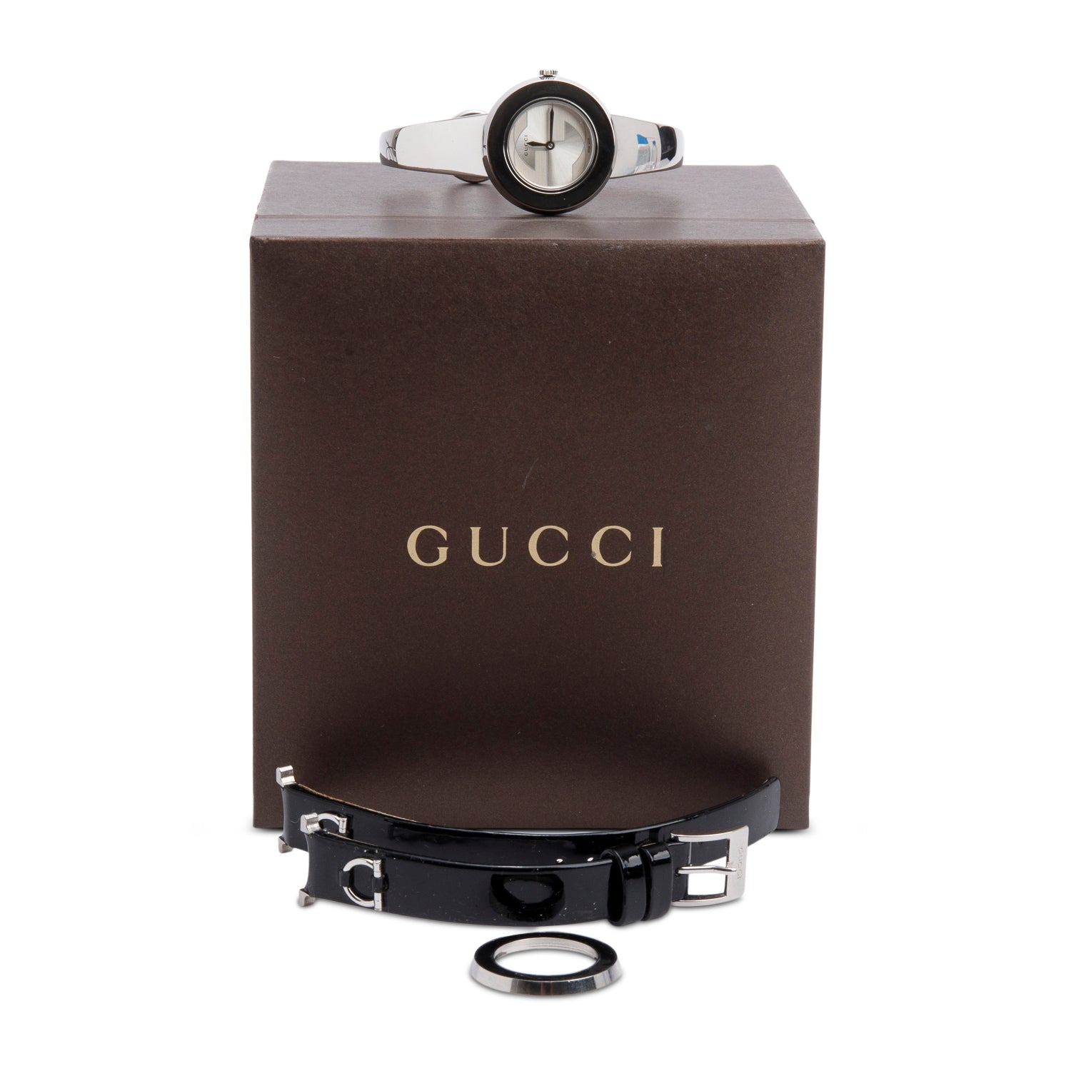 Gucci Stainless Steel 27 MM U-Play Watch w/ Box, Extra Strap & Bezel