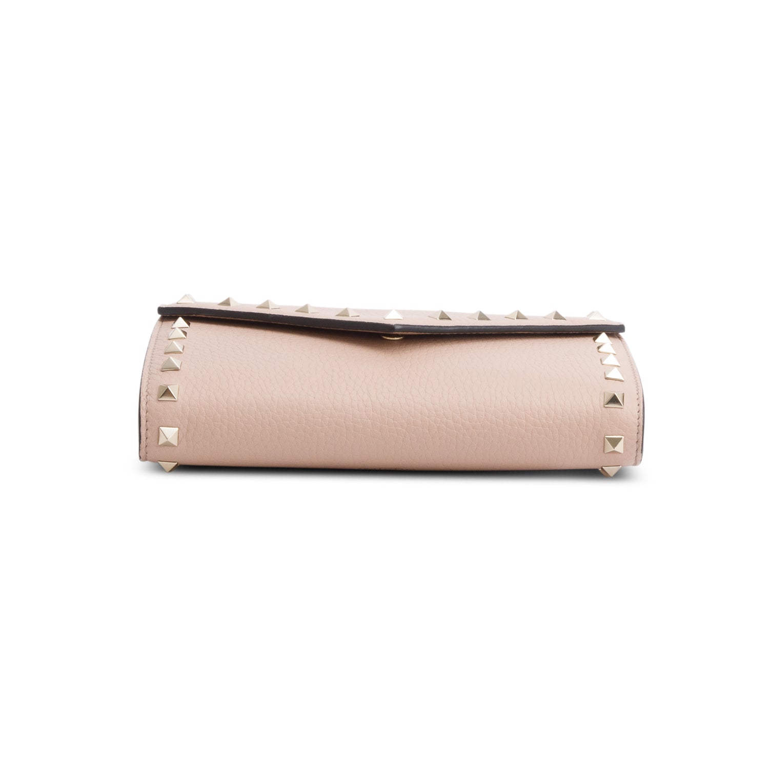 Valentino Pink Pebbled Calfskin Rockstud Envelope Wallet on Chain w/ Box