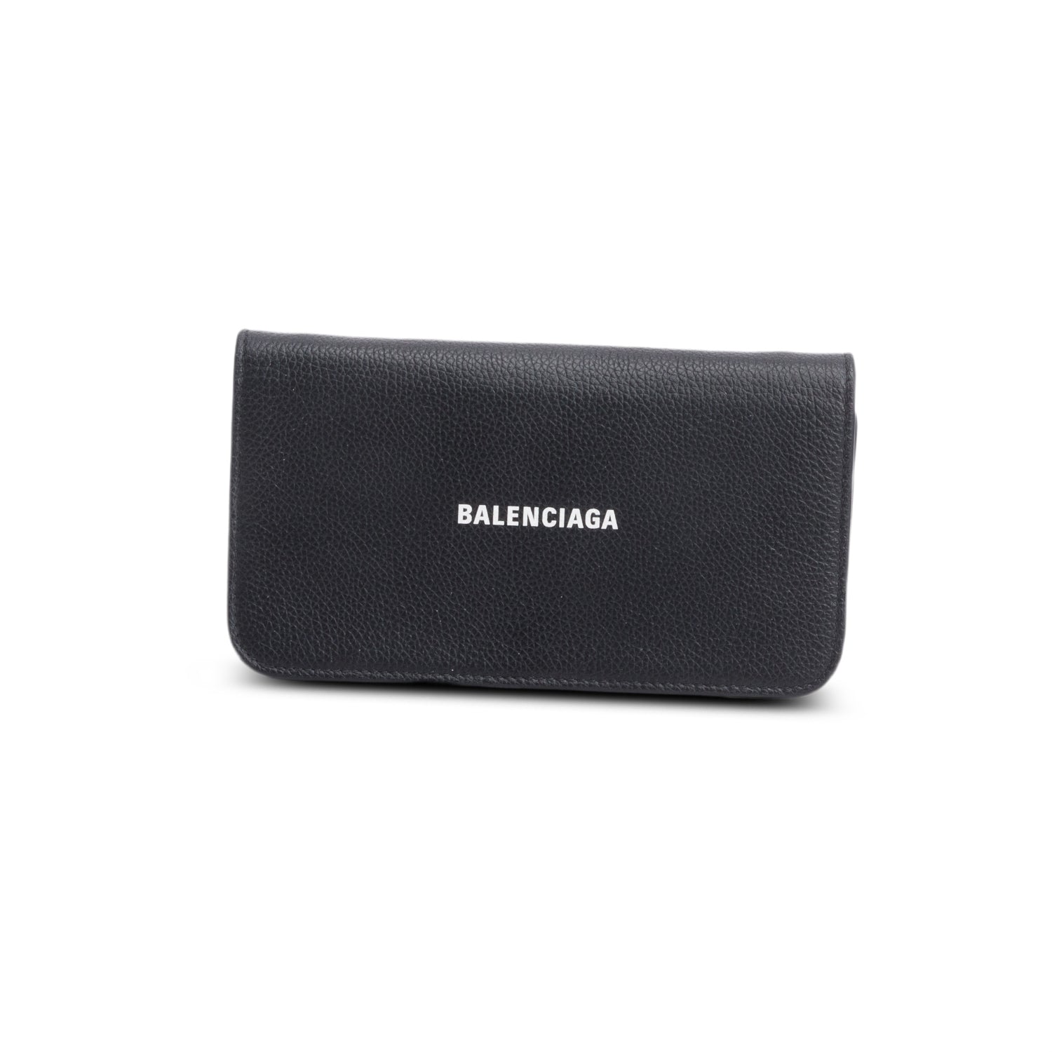 Balenciaga Black Leather Phone Holder Wallet on Chain w/ Box