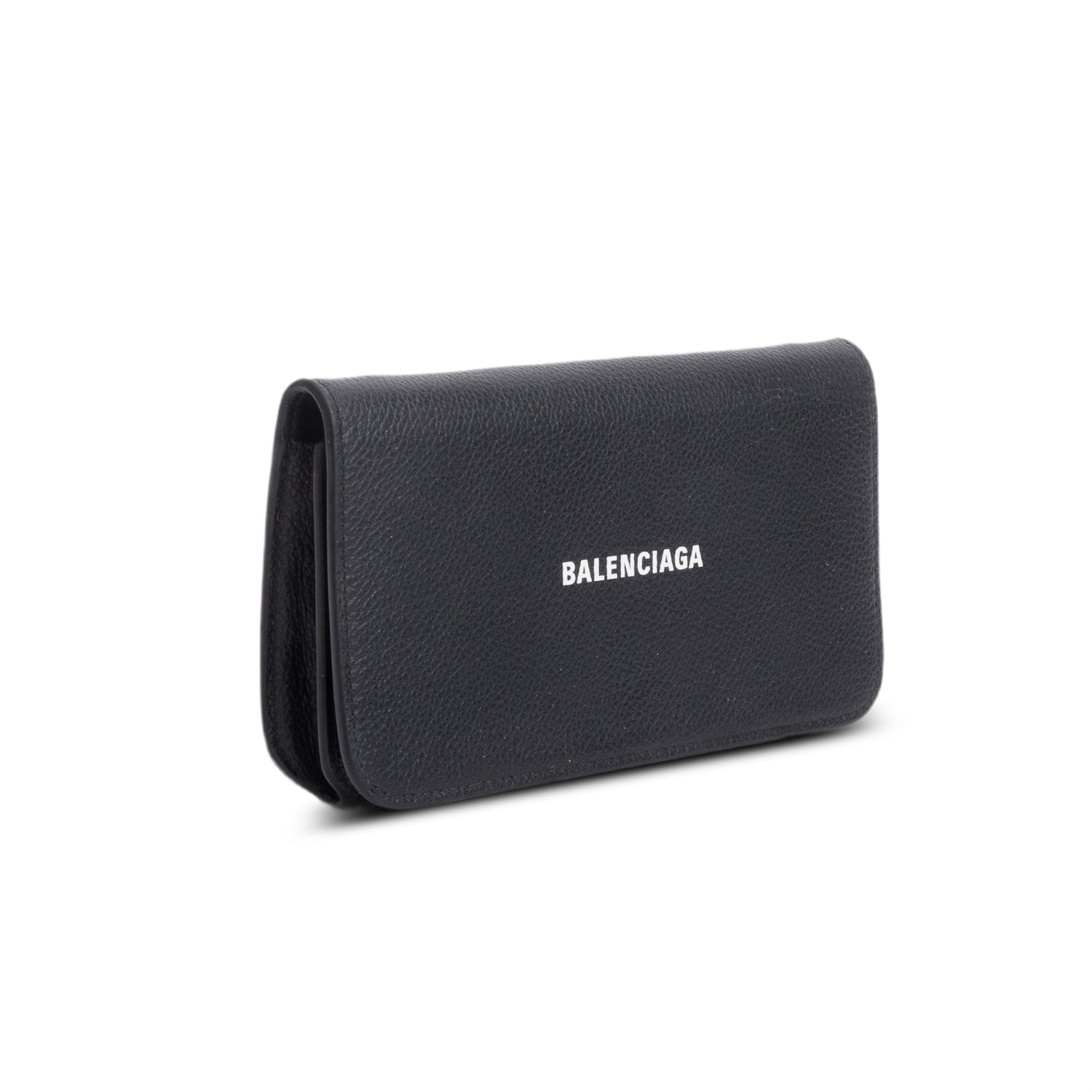 Balenciaga Black Leather Phone Holder Wallet on Chain w/ Box