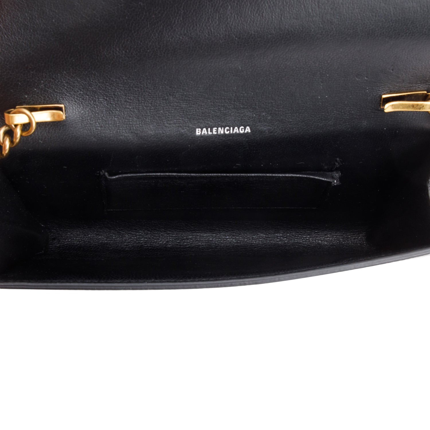 Balenciaga Black Leather Phone Holder Wallet on Chain w/ Box