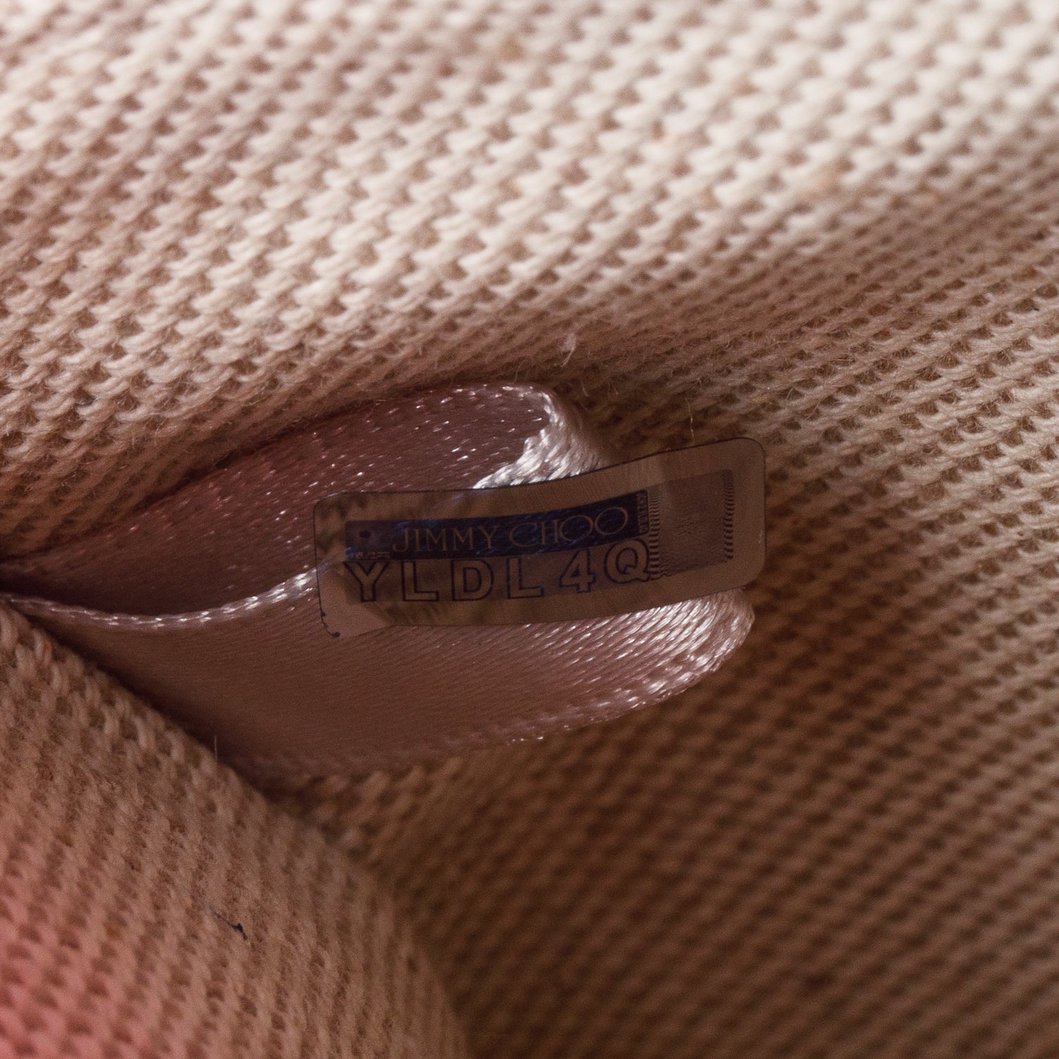 Jimmy Choo Natural/Magenta Raffia Crystal Cheri Satchel Wallet on Chain w/ Box &  Authenticity Card