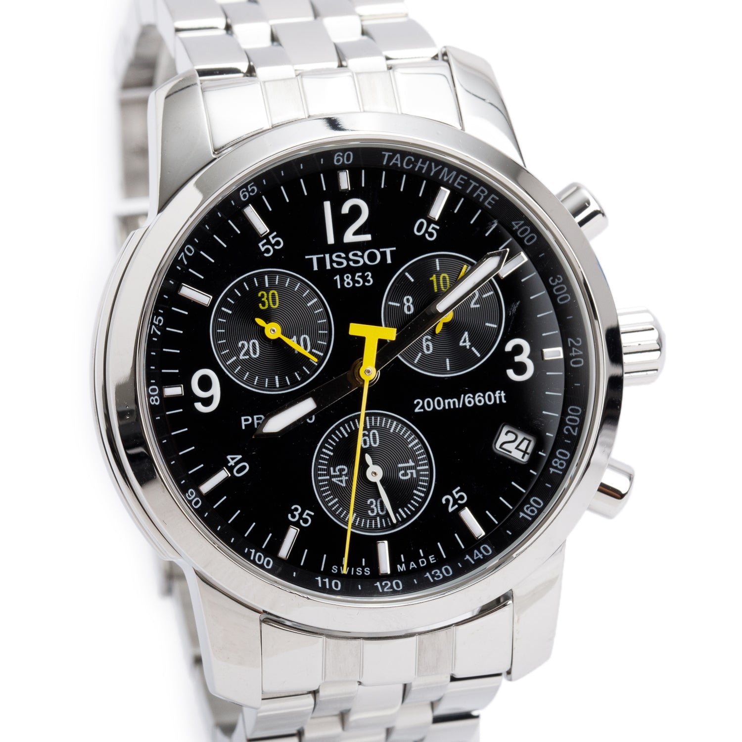 Tissot Stainless Steel PRC 200 43 MM Chronograph Quartz Watch Black Dial