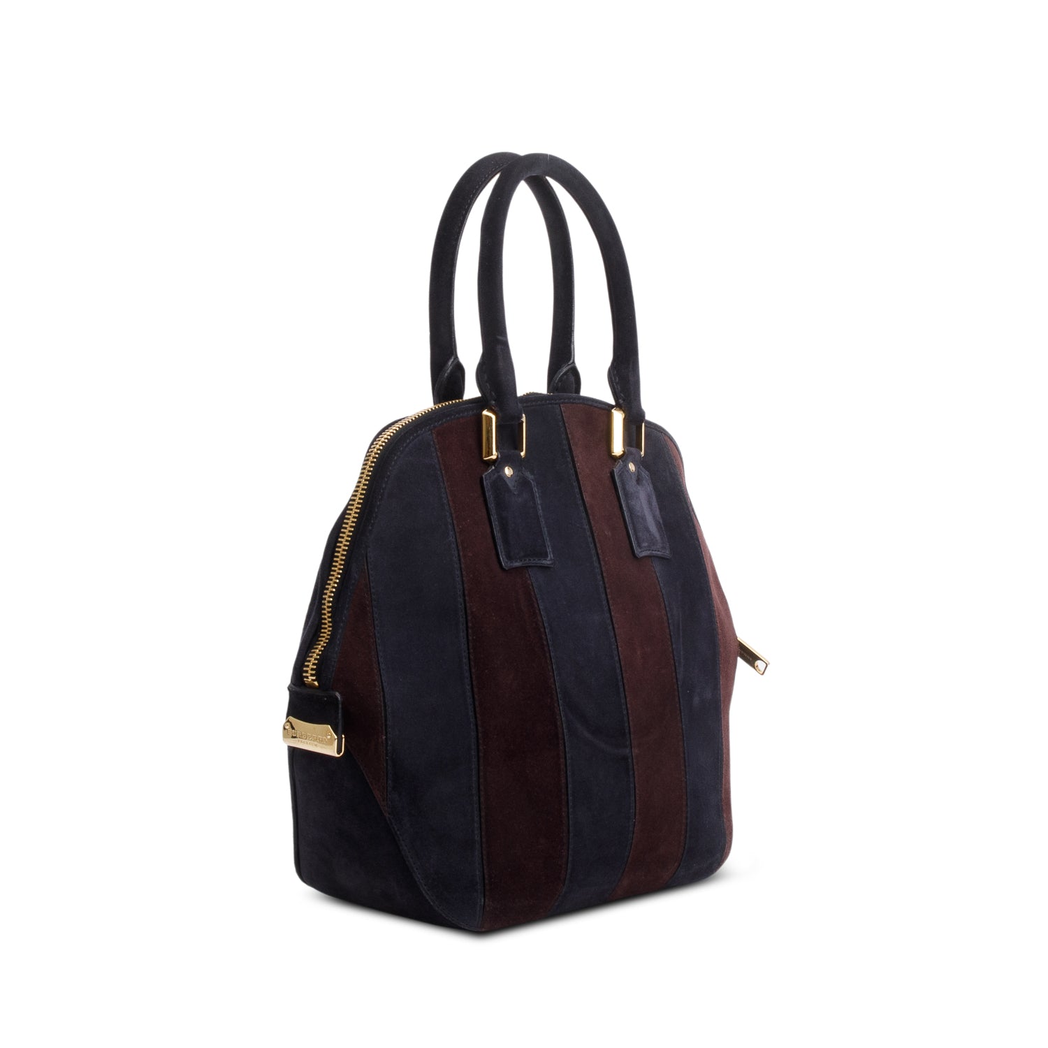 Burberry Navy & Burgundy Suede Orchard Handle Bag