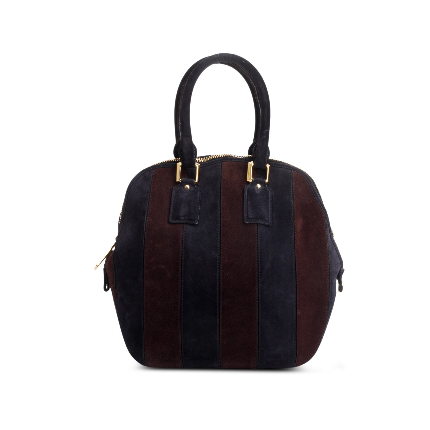 Burberry Navy & Burgundy Suede Orchard Handle Bag