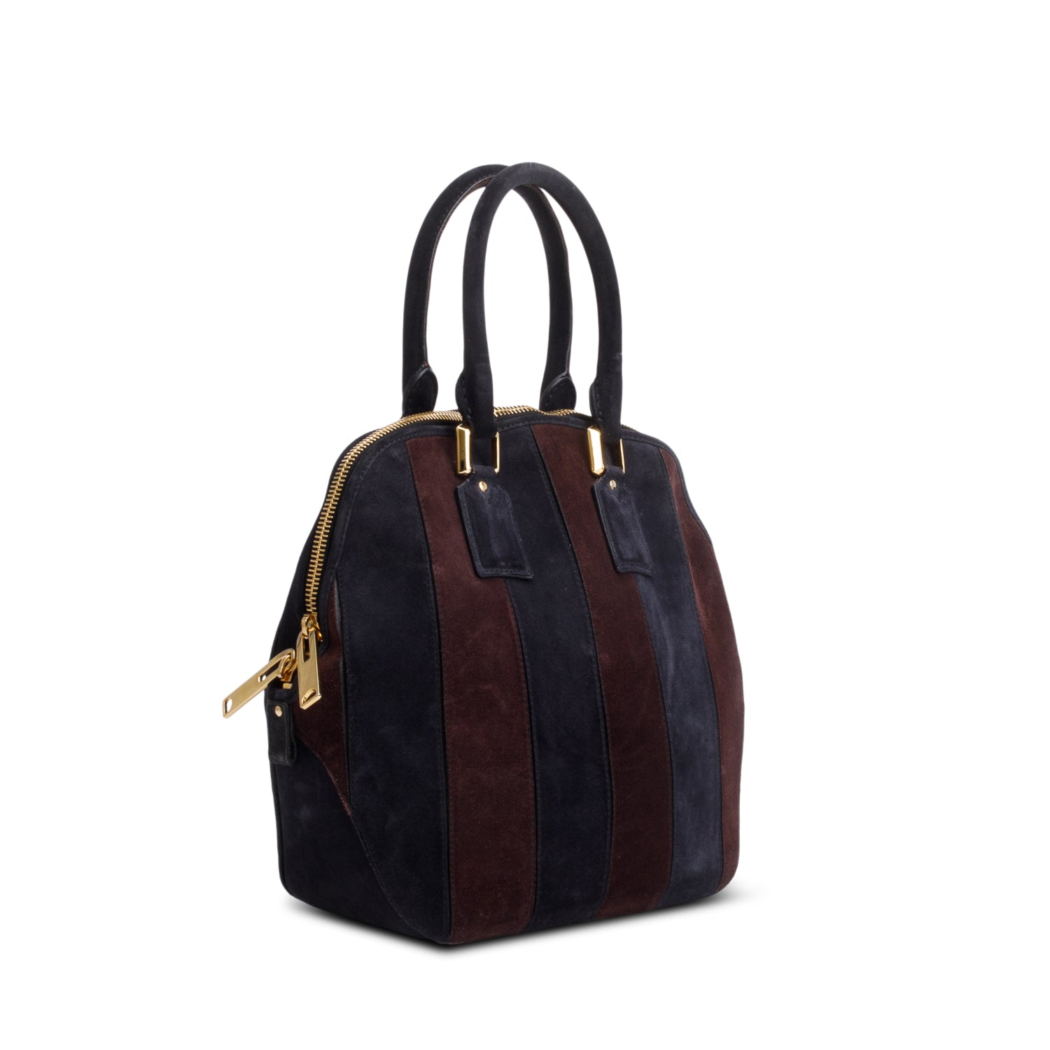 Burberry Navy & Burgundy Suede Orchard Handle Bag
