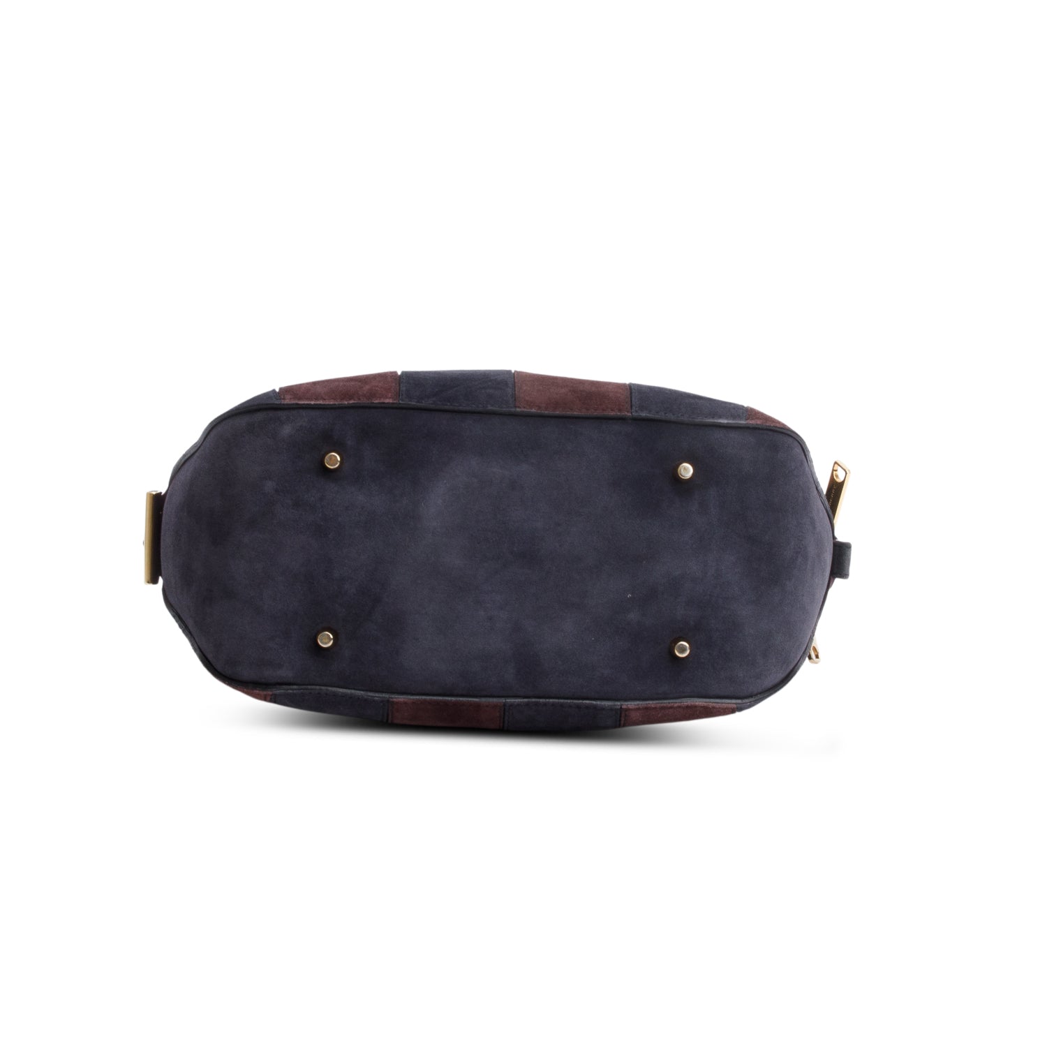 Burberry Navy & Burgundy Suede Orchard Handle Bag