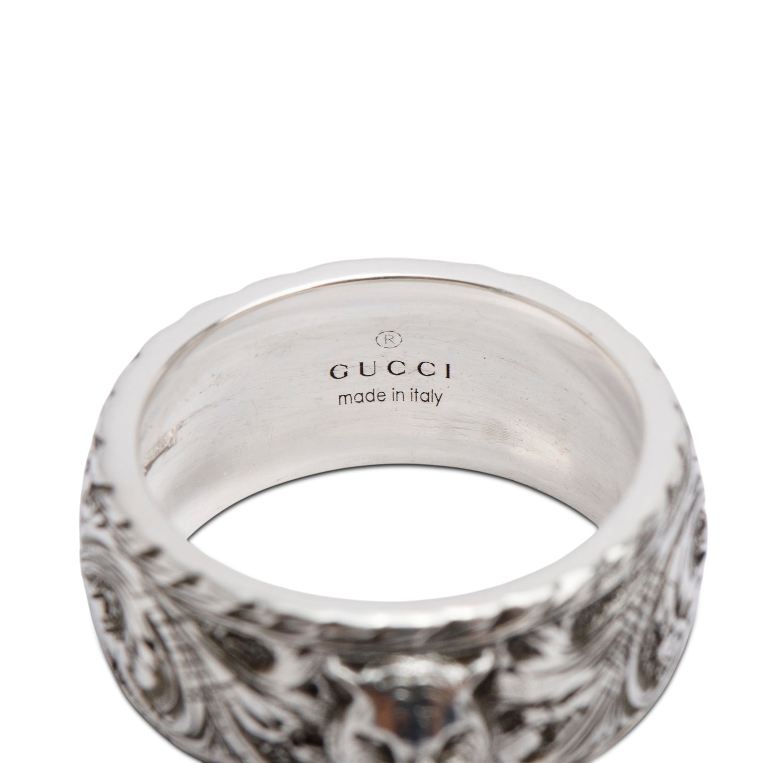 Gucci Sterling Silver Feline Head Band Ring, Size 20 9 w/ Box