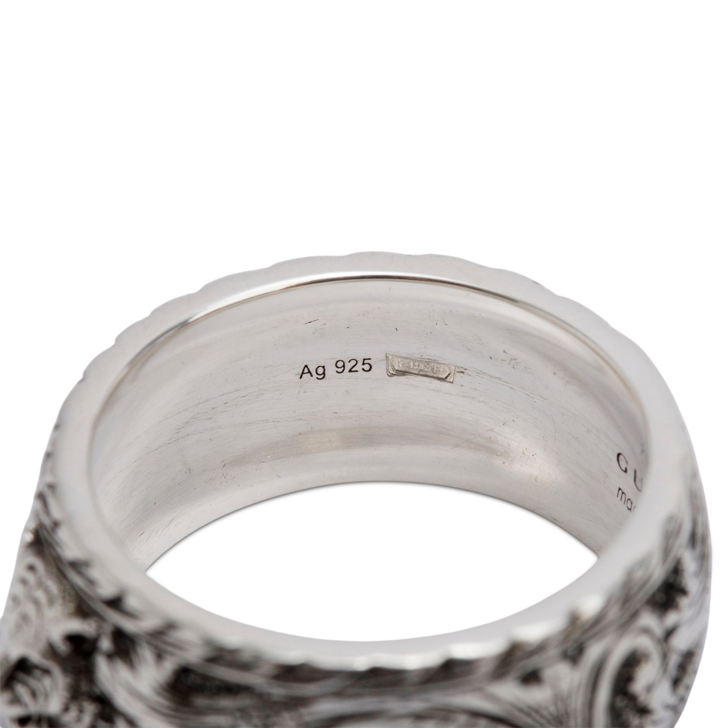 Gucci Sterling Silver Feline Head Band Ring, Size 20 9 w/ Box