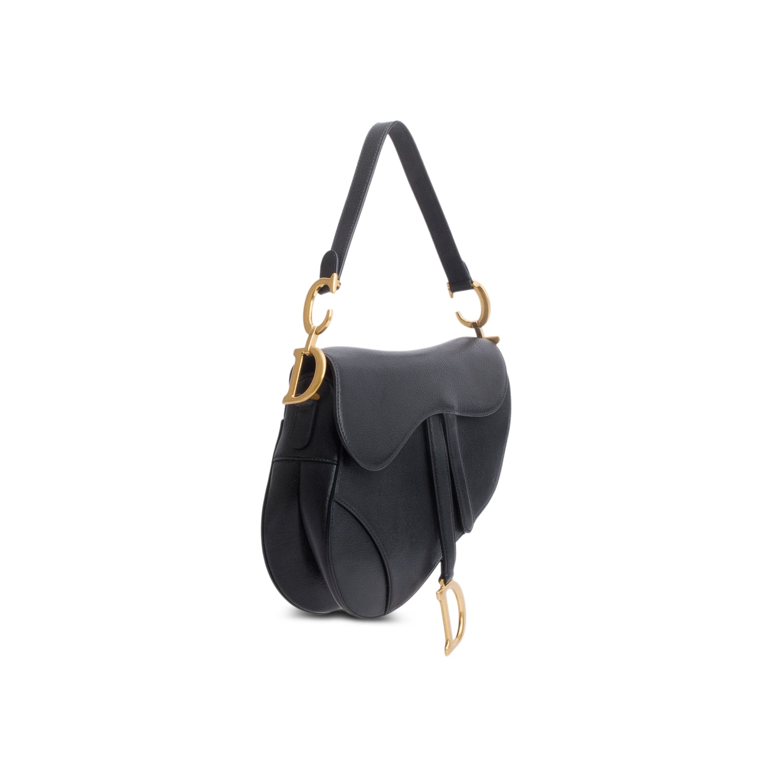 Christian Dior 2023 Black Calfskin Saddle Bag w/ Box, Authenticity Card & Strap