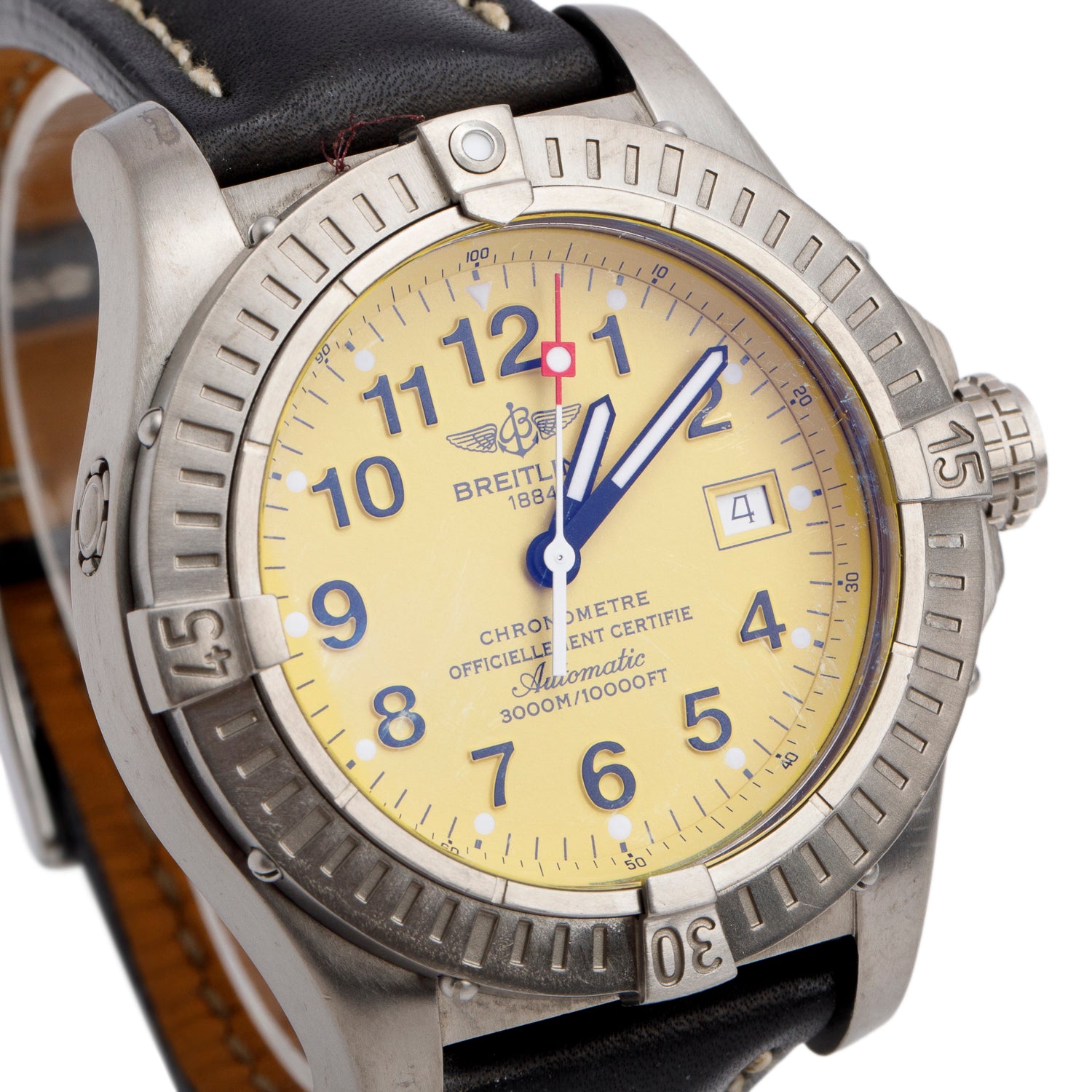 Breitling Titanium Avenger Seawolf 44 MM Automatic Watch Yellow Dial E17370