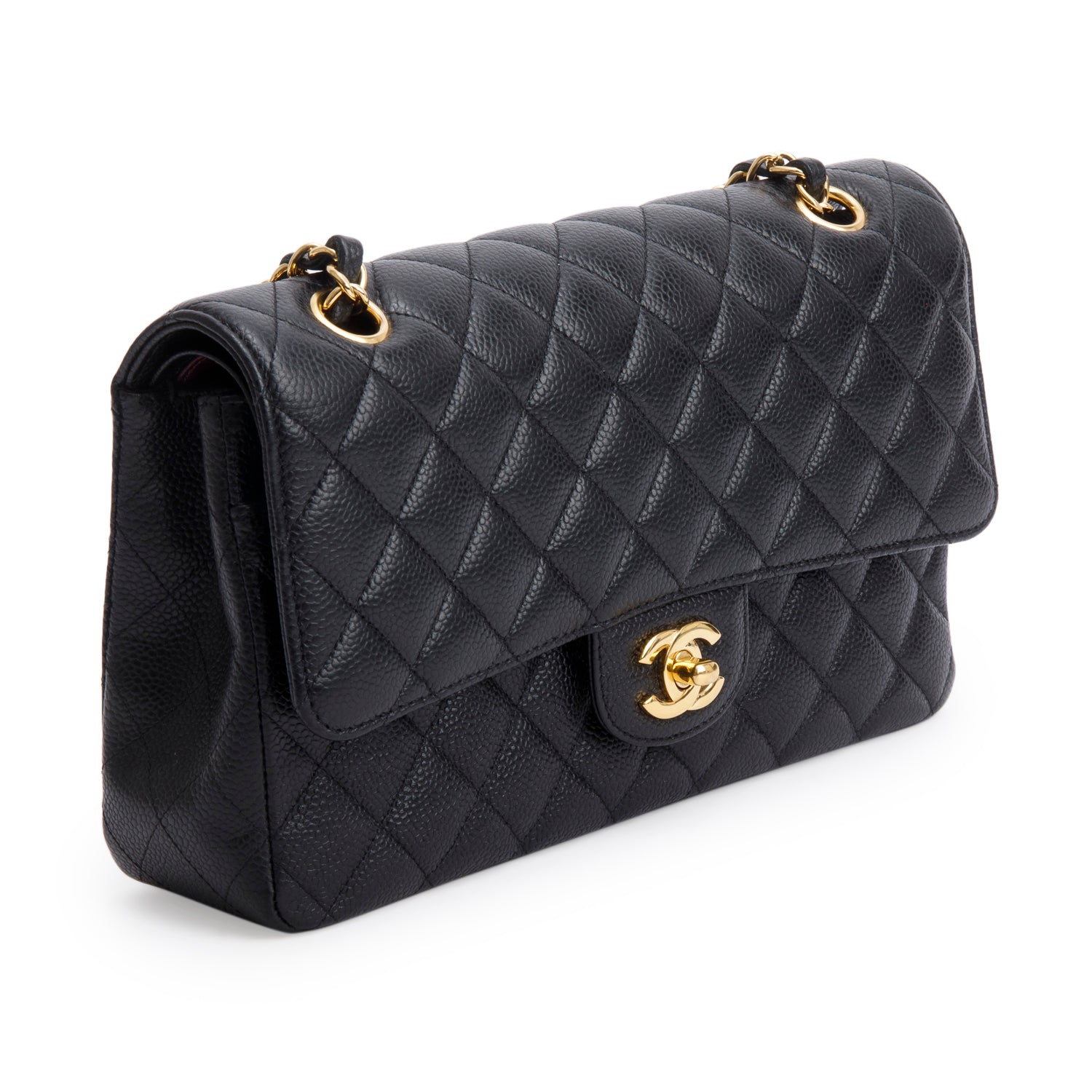 Chanel Black Caviar Classic Medium Double Flap Bag w/ Box, Receipt & Authenticity Card