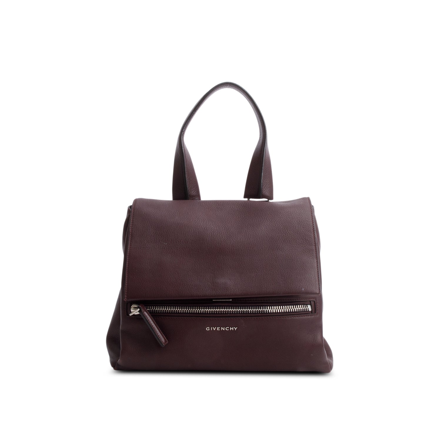 Givenchy Burgundy Calfskin Leather Medium Pandora Pure Satchel Bag w/ Strap