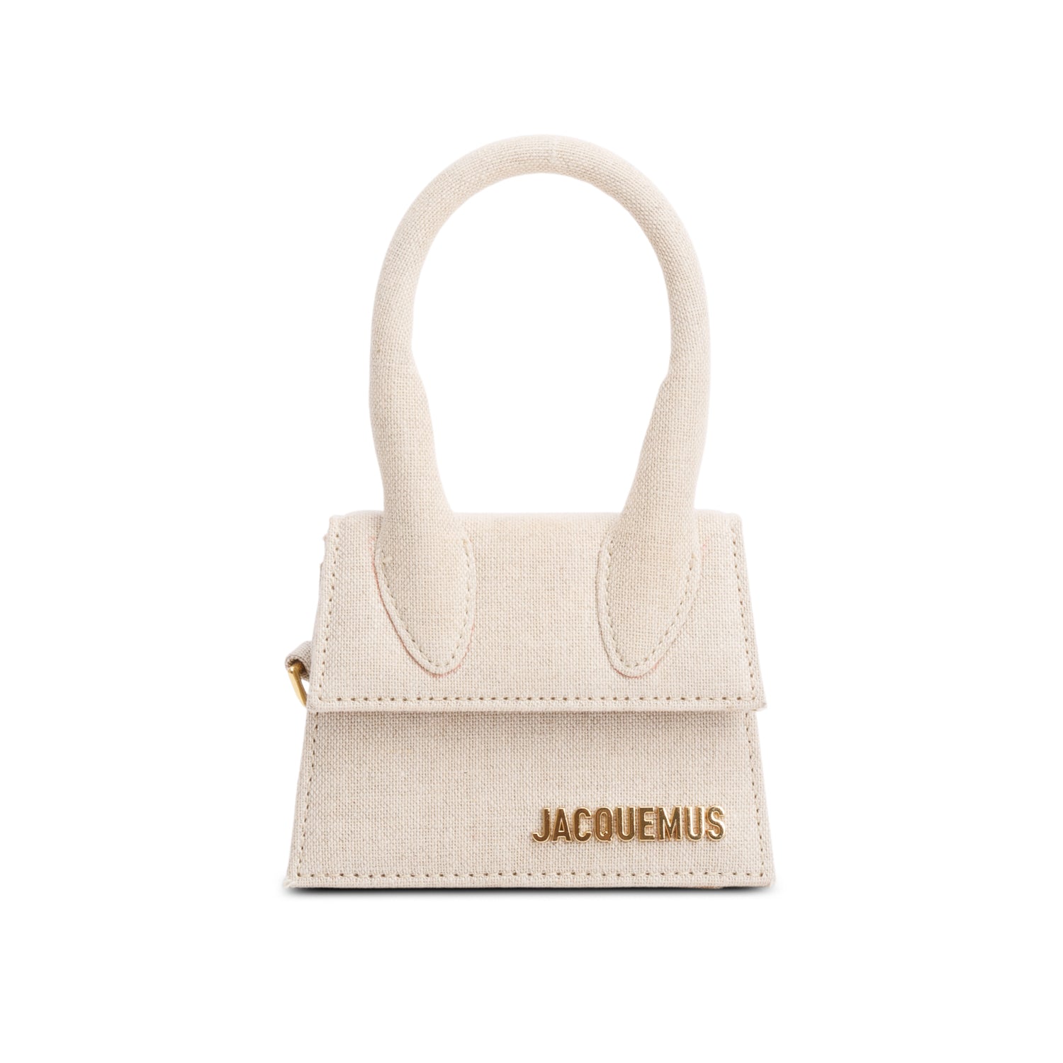 Jacquemus White Canvas Mini Signature Le Chiquito Handle Bag w/ Strap