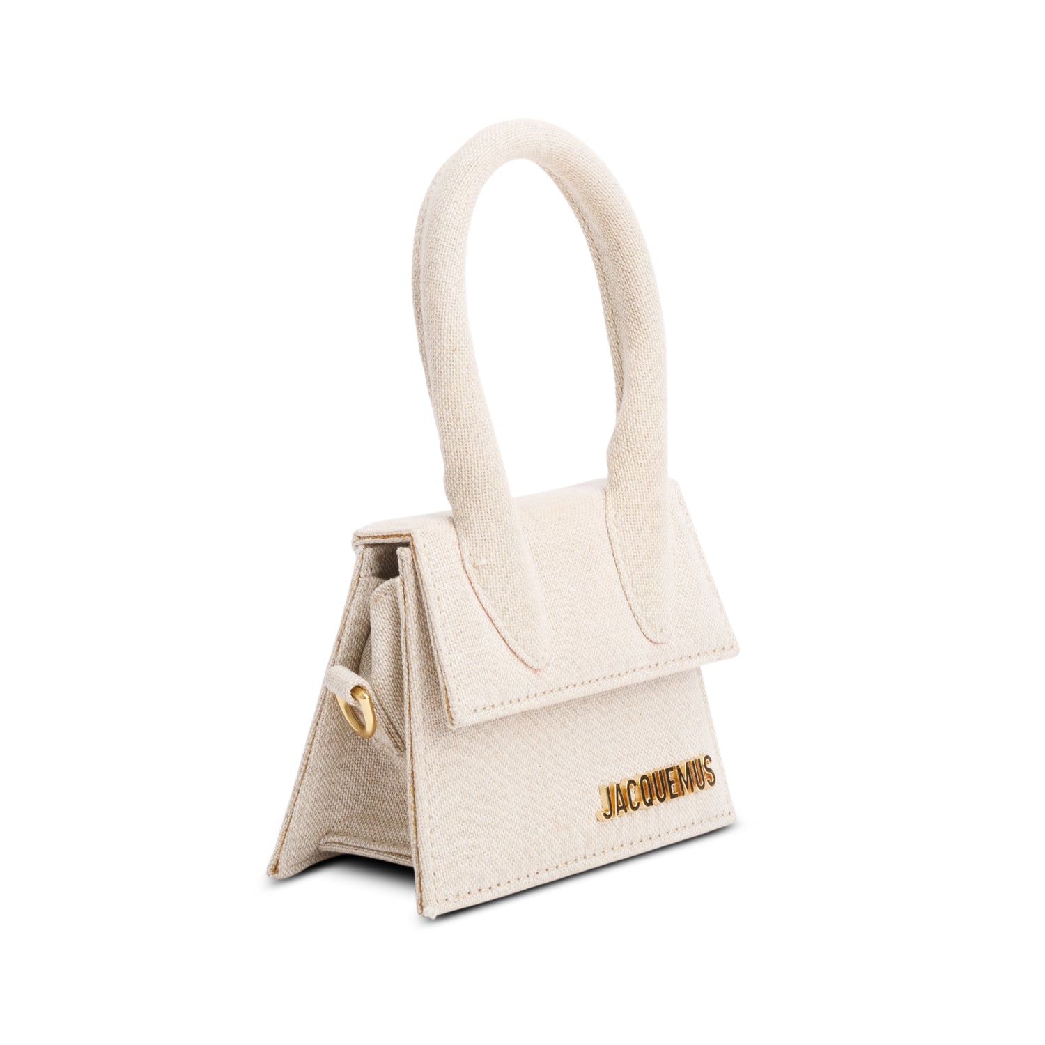 Jacquemus White Canvas Mini Signature Le Chiquito Handle Bag w/ Strap