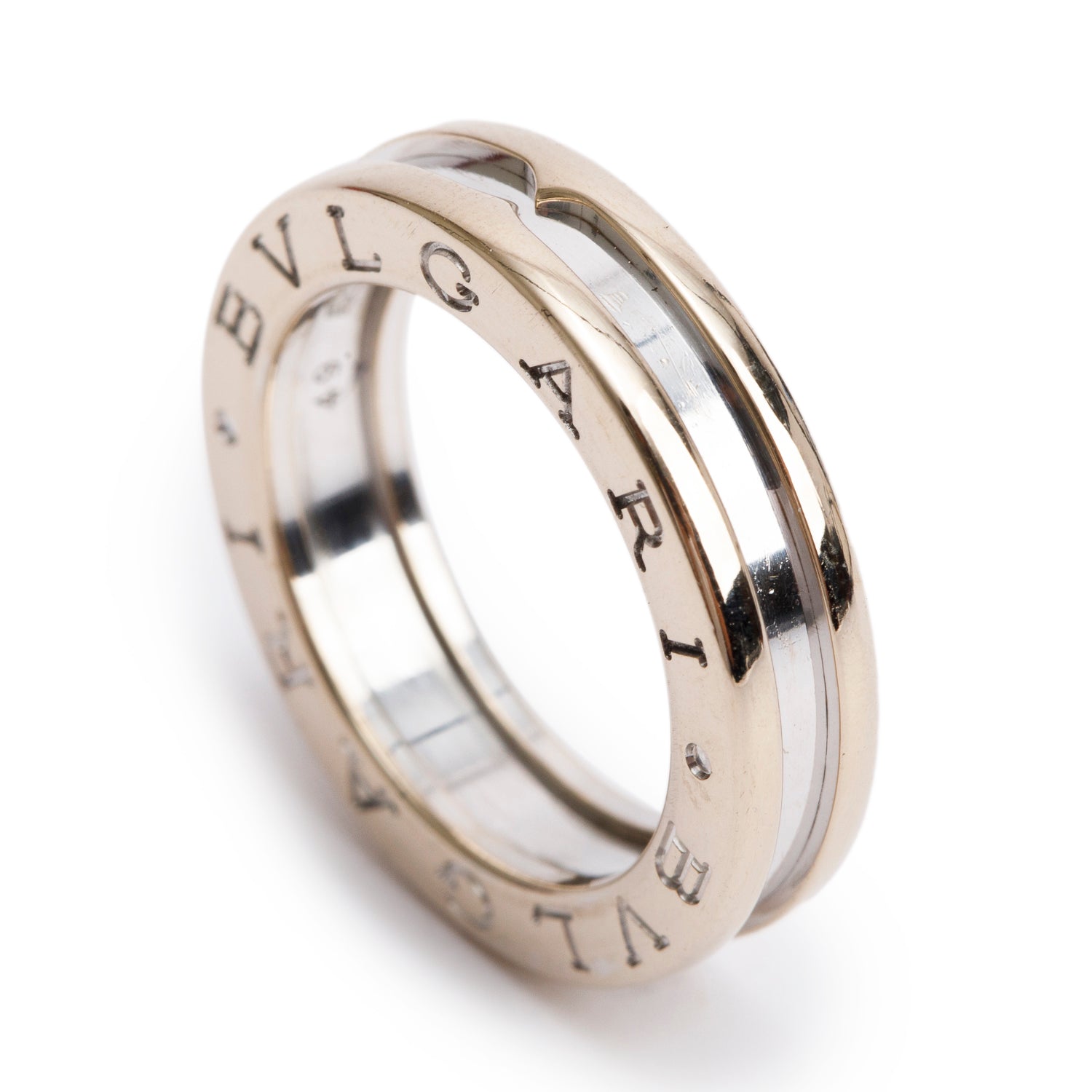 BVLGARI 18k Rose & White Gold B.Zero1 1-Band Ring, Size 49 5 w/ Box & Certificate
