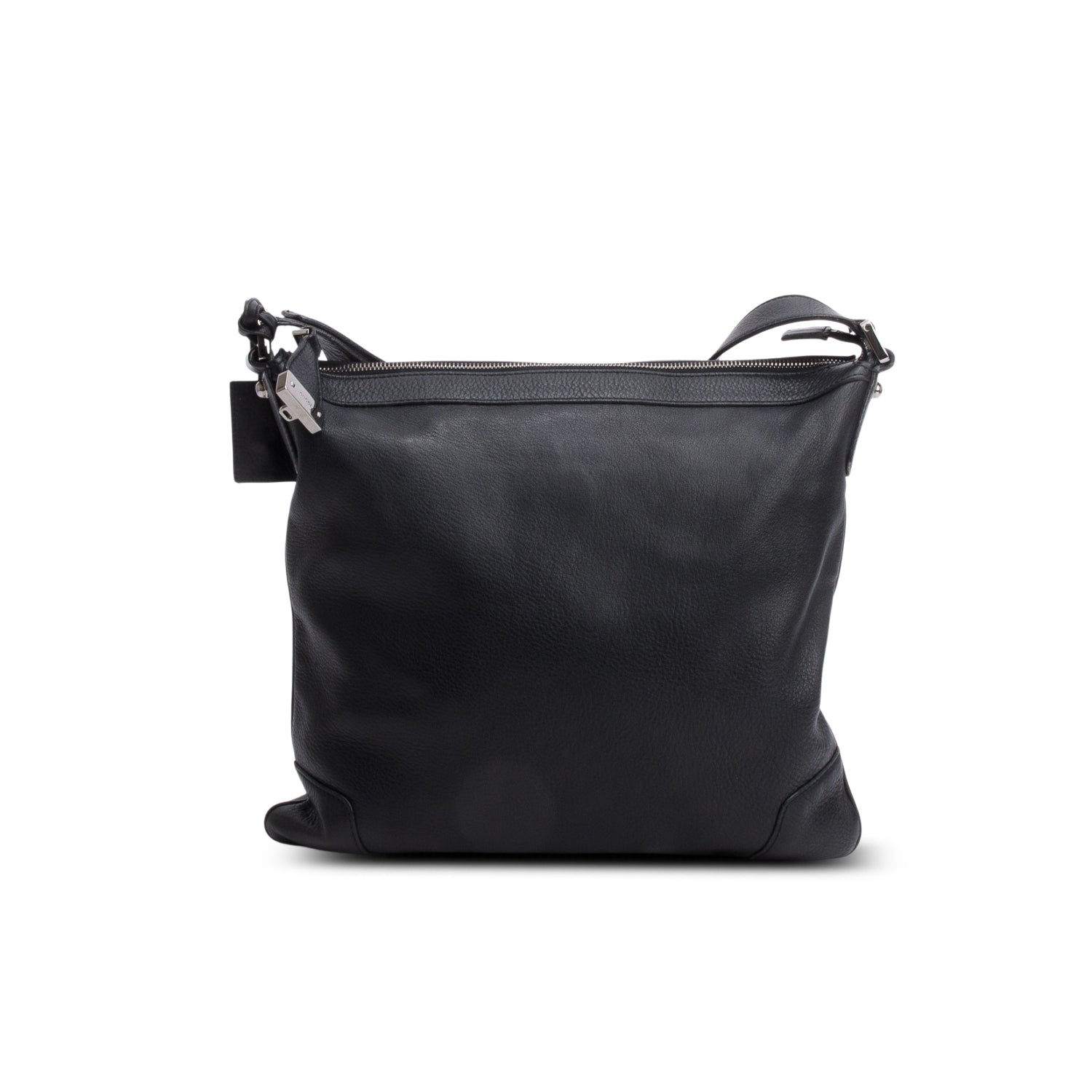 Gucci Black Leather Zip Lock Messenger Bag