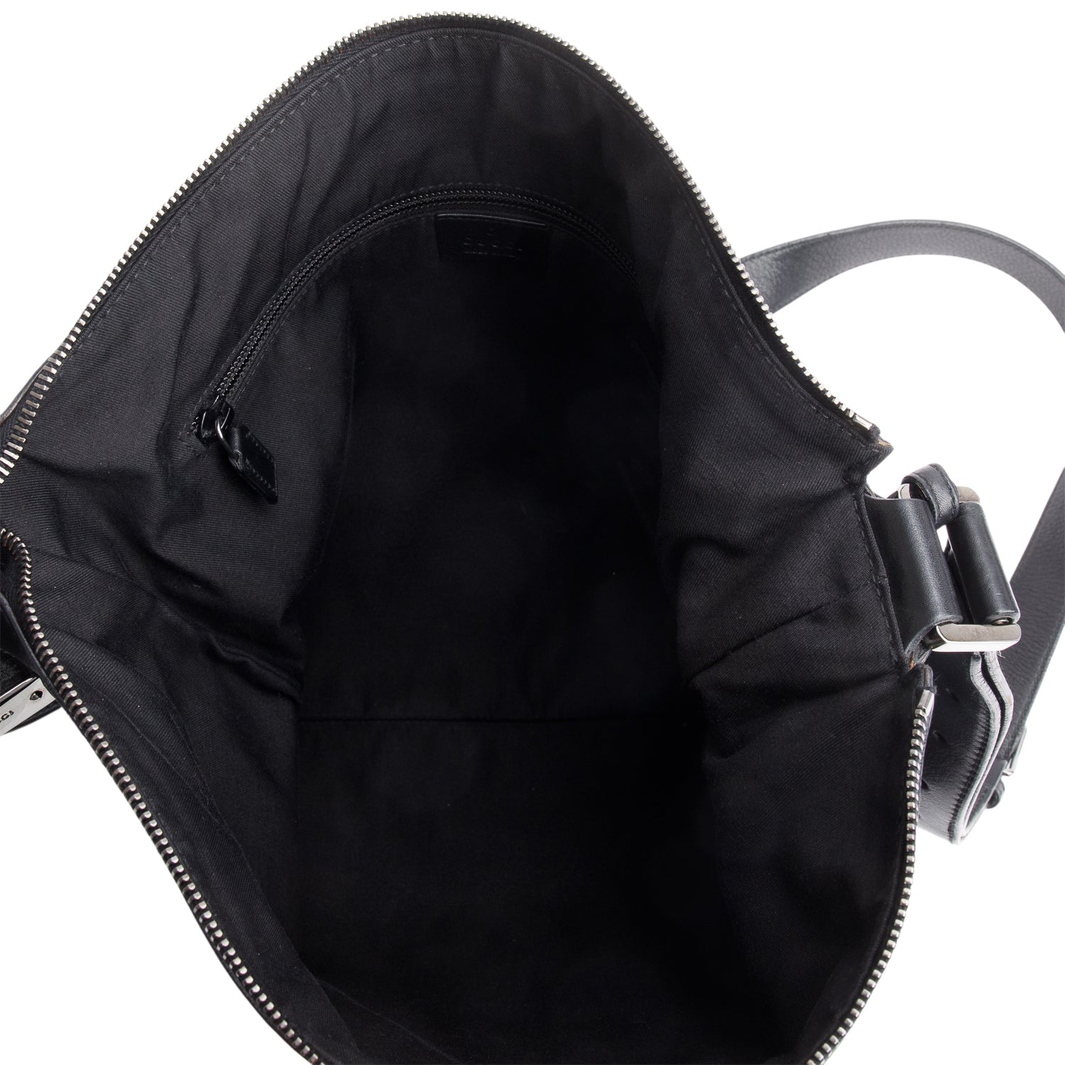 Gucci Black Leather Zip Lock Messenger Bag