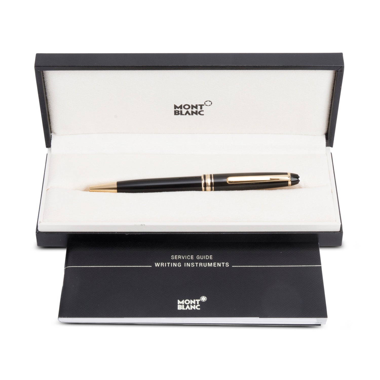 Montblanc Yellow Gold Coated Meisterstuck Classique Black Resin Ballpoint Pen w/ Box