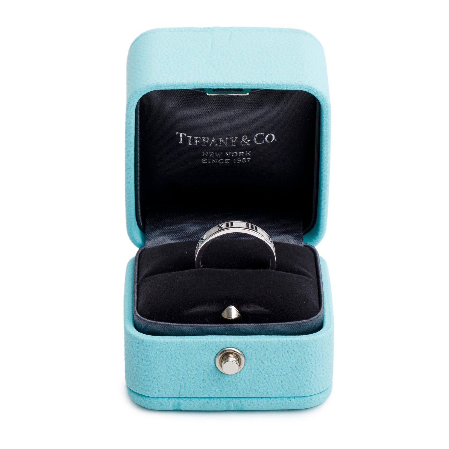 Tiffany & Co. 18k White Gold Atlas Narrow Band Ring, Size 5 w/ Box