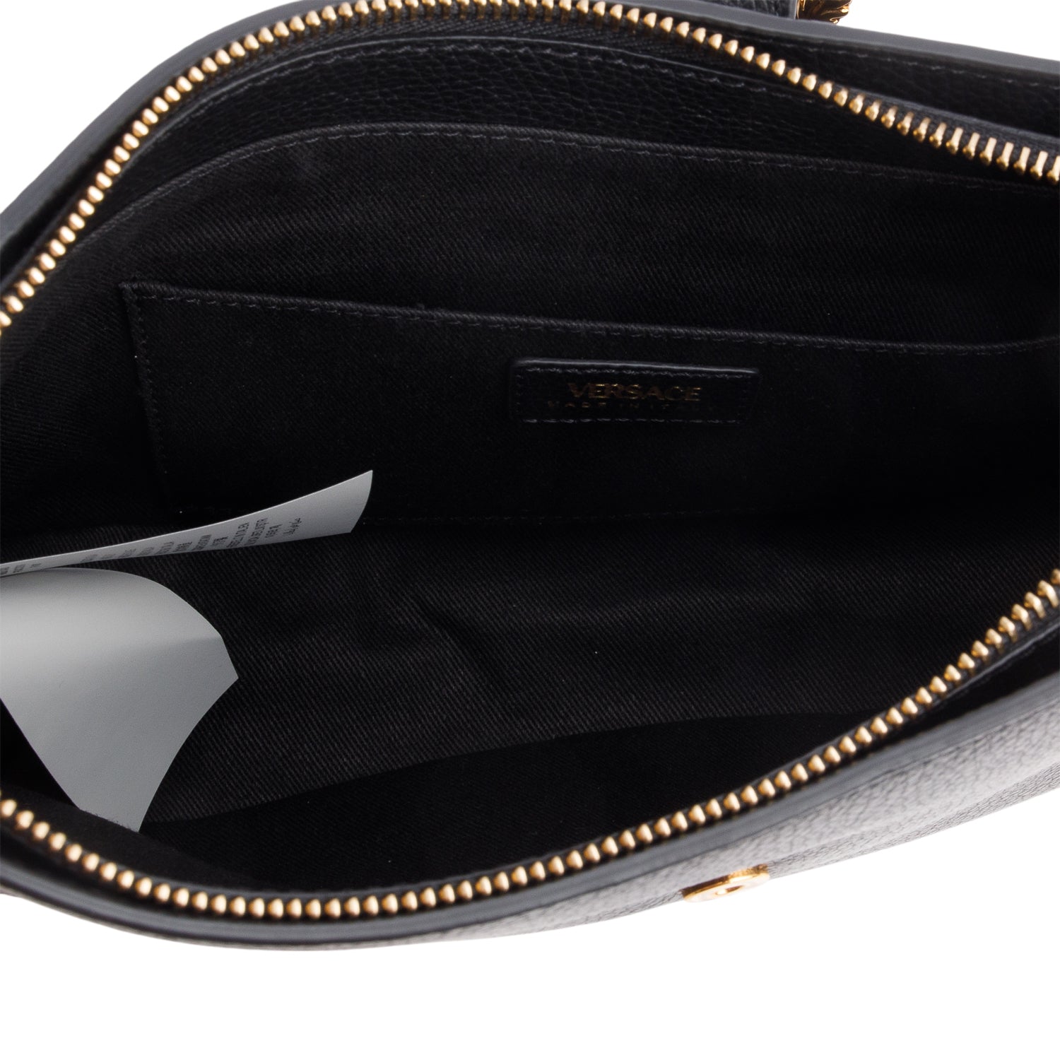 Versace Black Leather Virtus Hobo Shoulder Bag