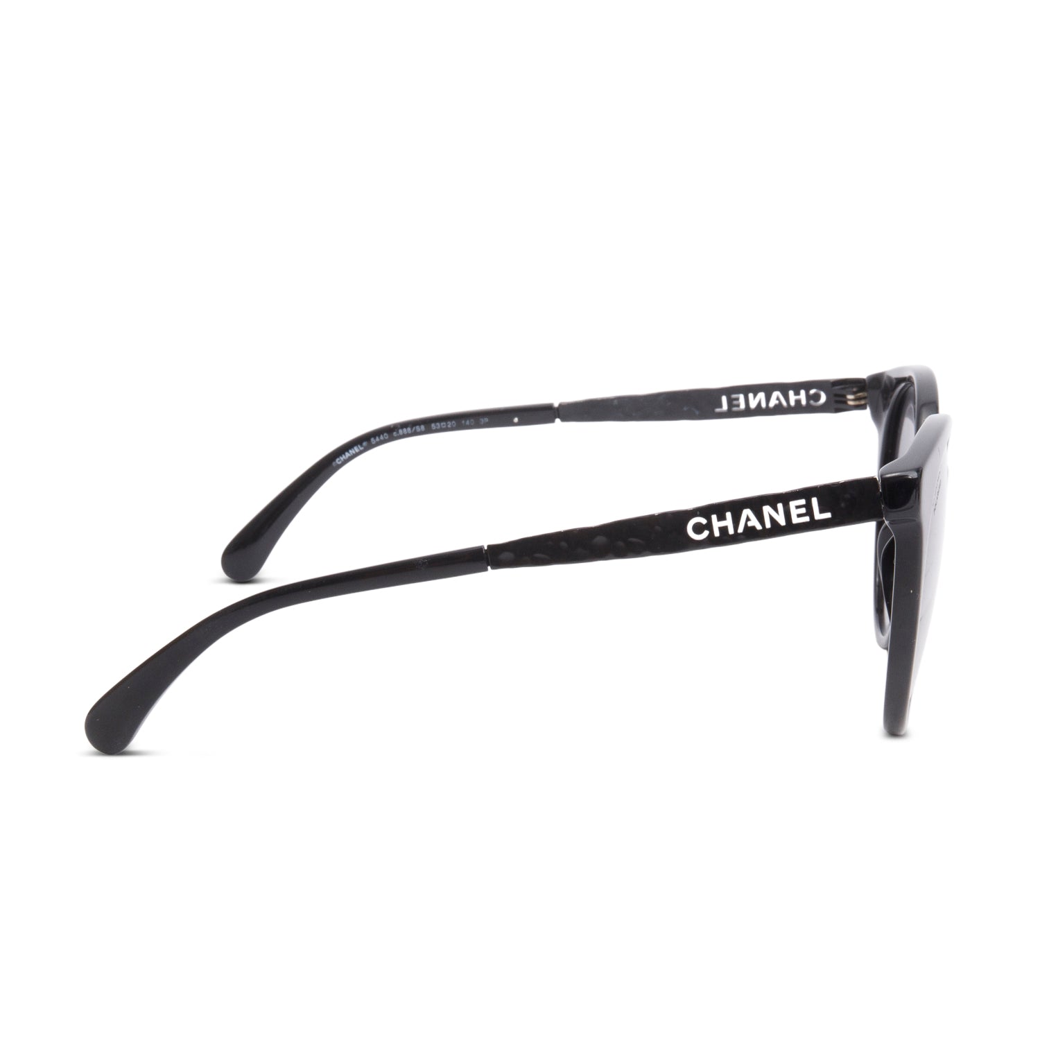 Chanel 5440 Black Acetate Logo Polarized Round Sunglasses