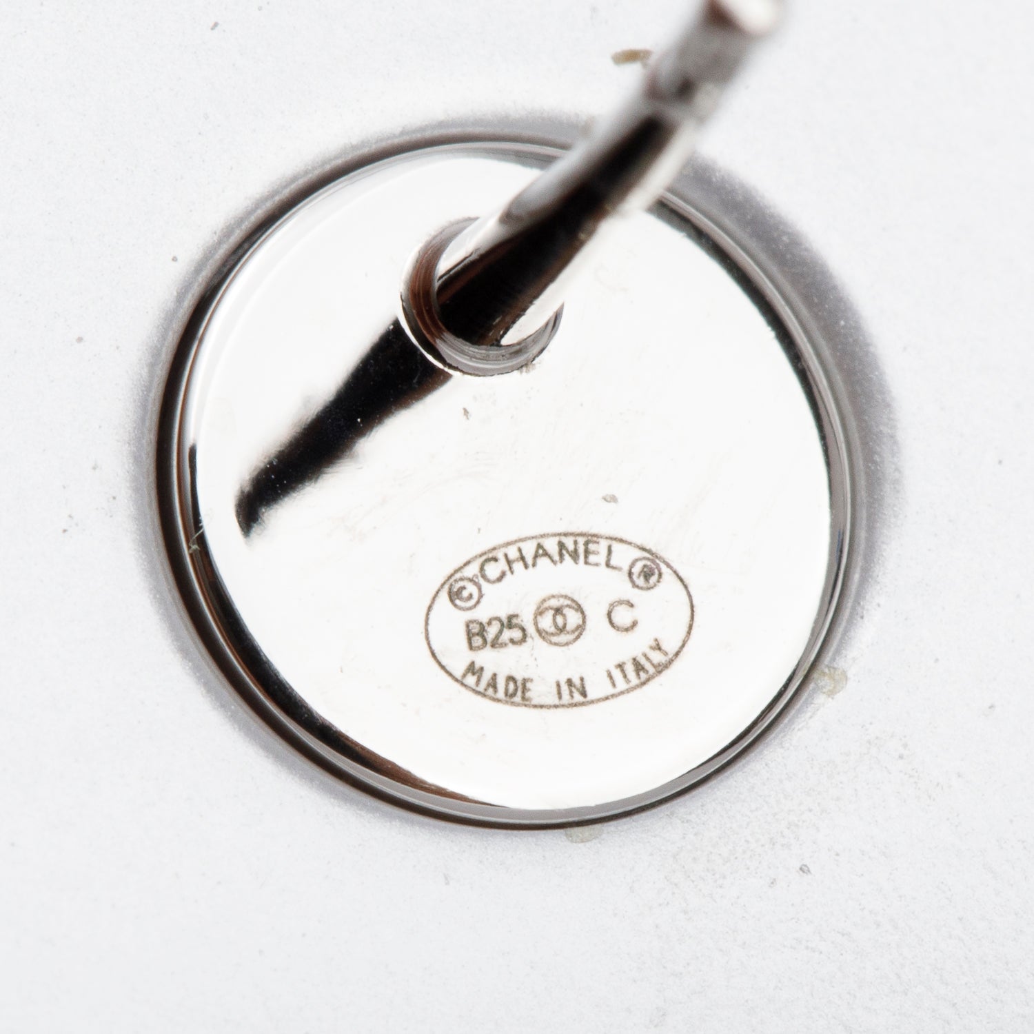 Chanel 2025 Silver Plastic Resin CC Logo Earrings