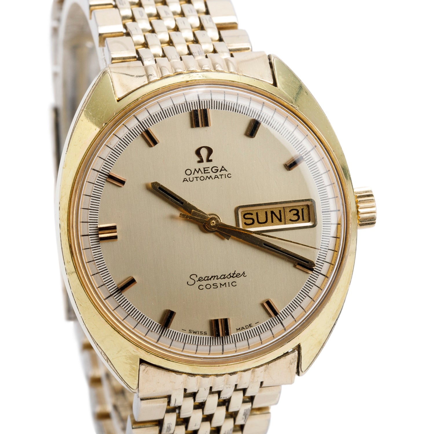 Omega Vintage Gold-Plated Stainless Steel Seamaster Cosmic 35 MM Automatic Watch