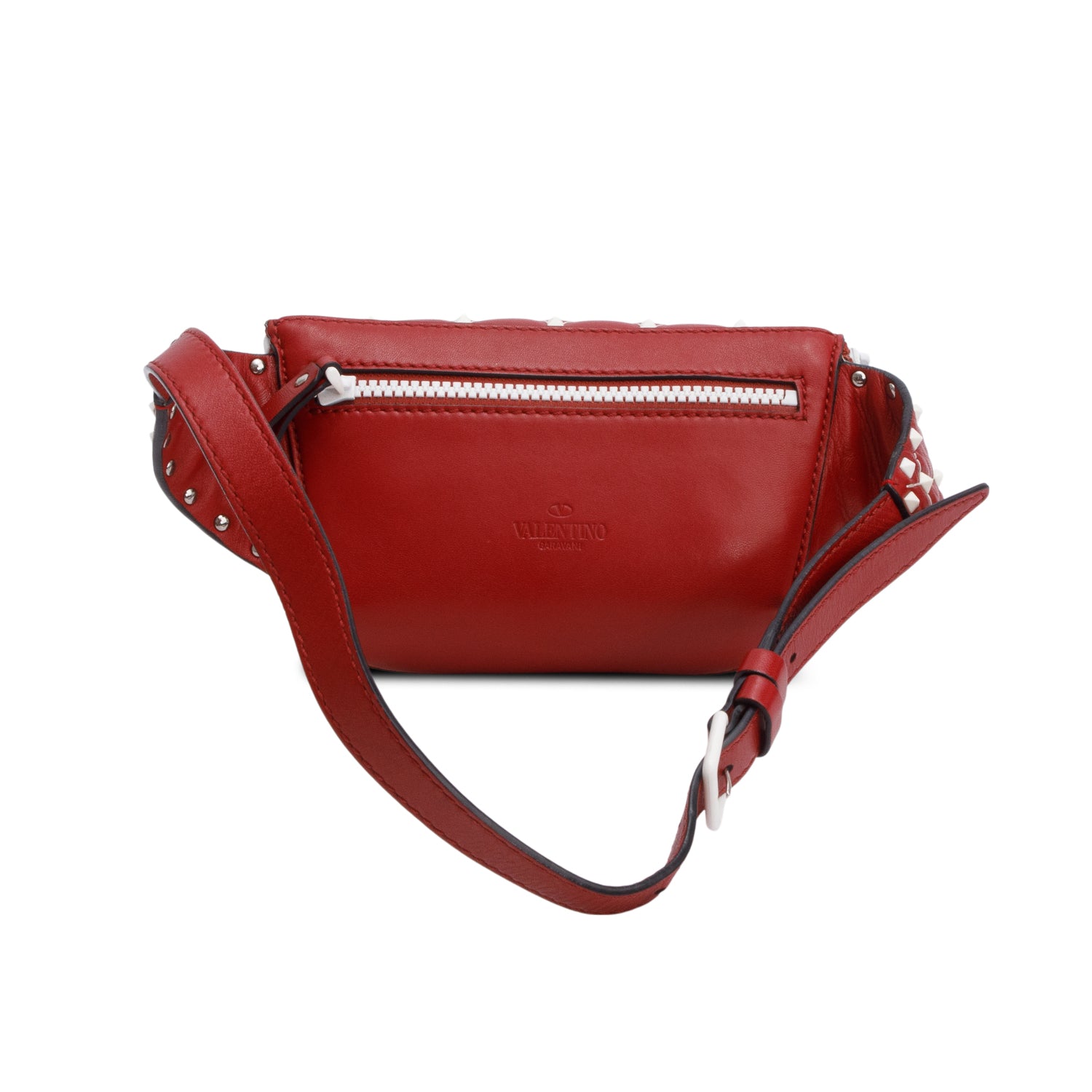 Valentino Red Leather Free Rockstud Belt Bag