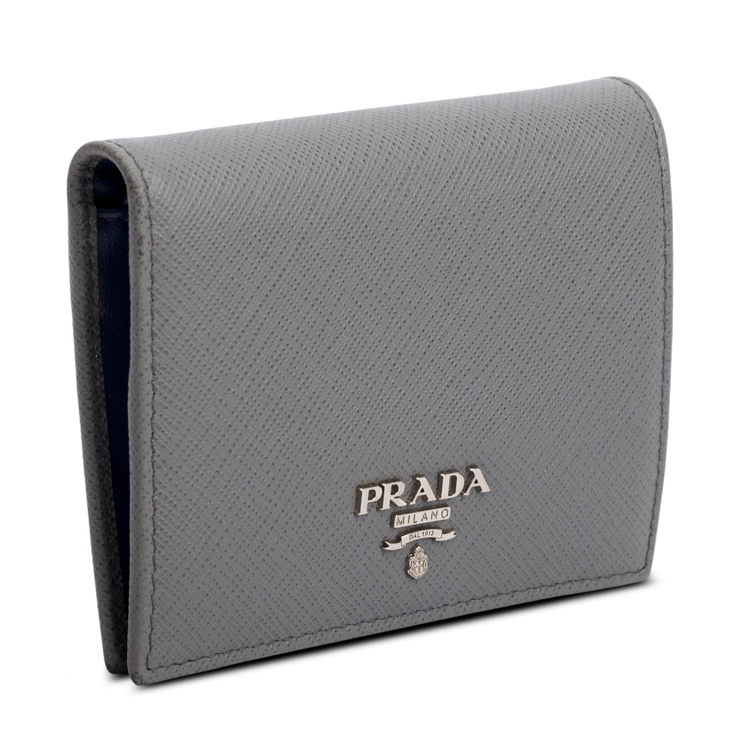 Prada Grey Saffiano Small Leather Wallet w/ Box