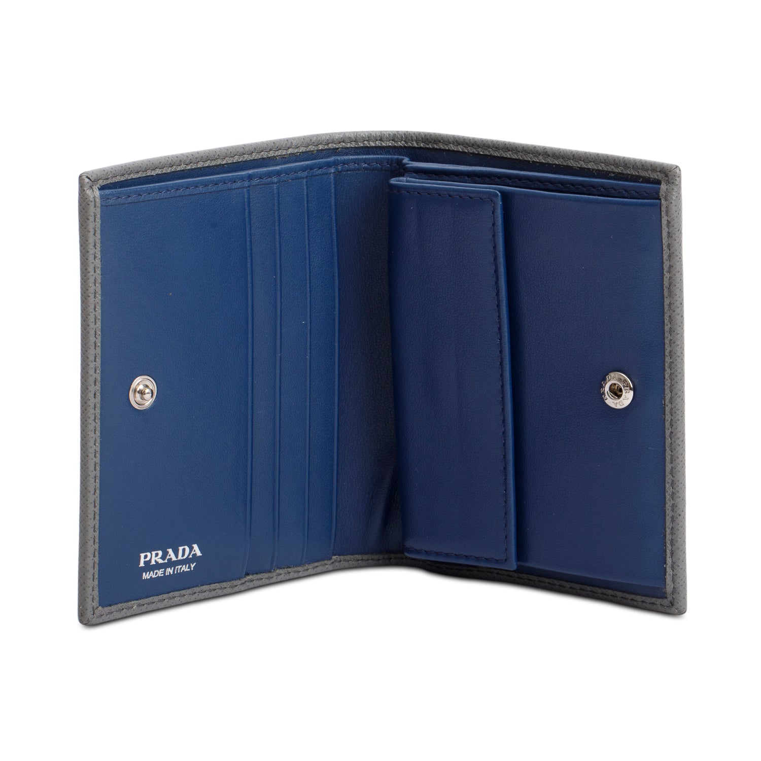 Prada Grey Saffiano Small Leather Wallet w/ Box