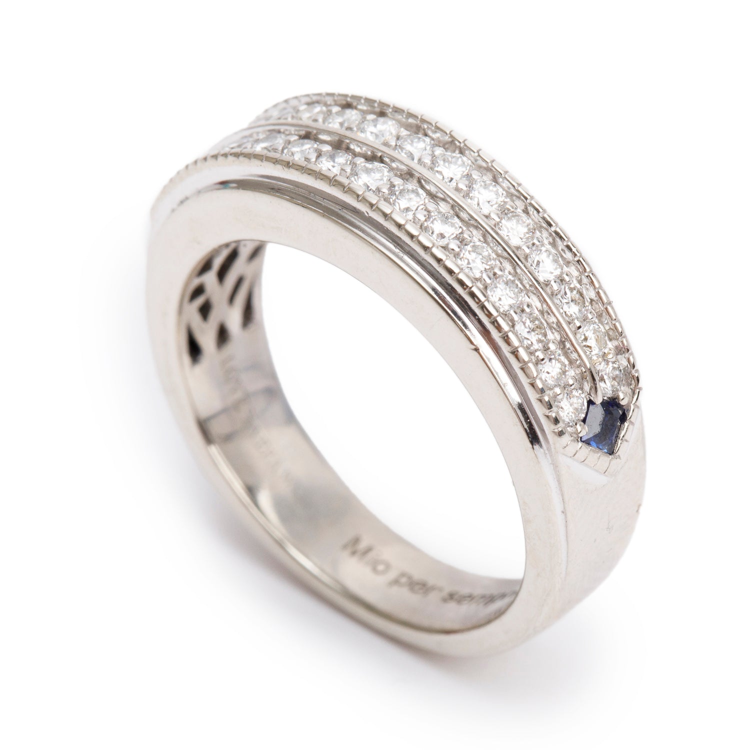 Vera Wang 14k White Gold Love Double Row Diamond Gents Band Ring, Size 9