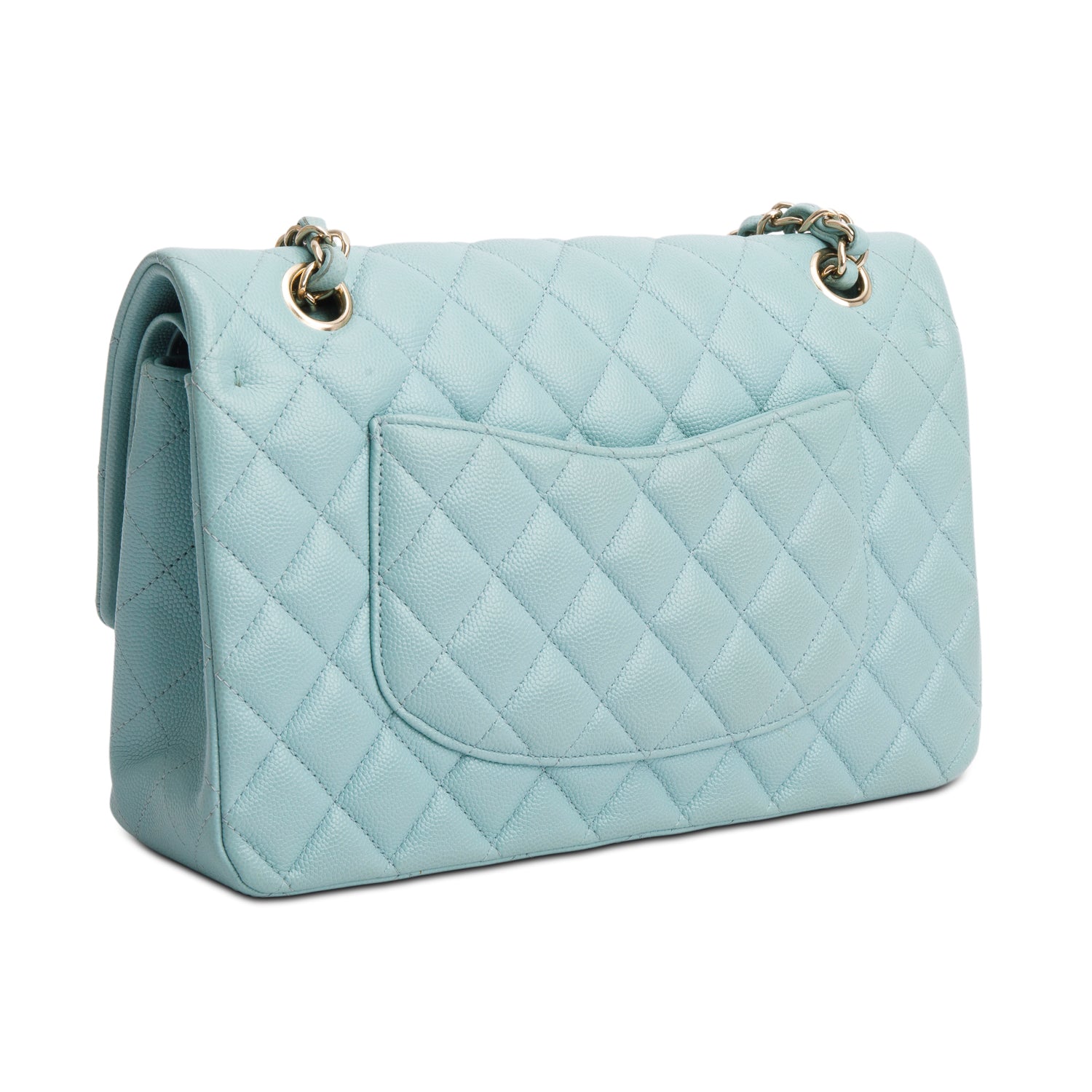 Chanel Turquoise Caviar Quilted Medium Double Flap Bag w/ Box & Authenticity Card