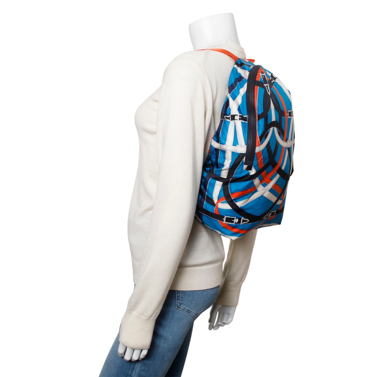 Hermes Multicolor Silk Veau Barenia Cavalcadour Airsilk Backpack w/ Box