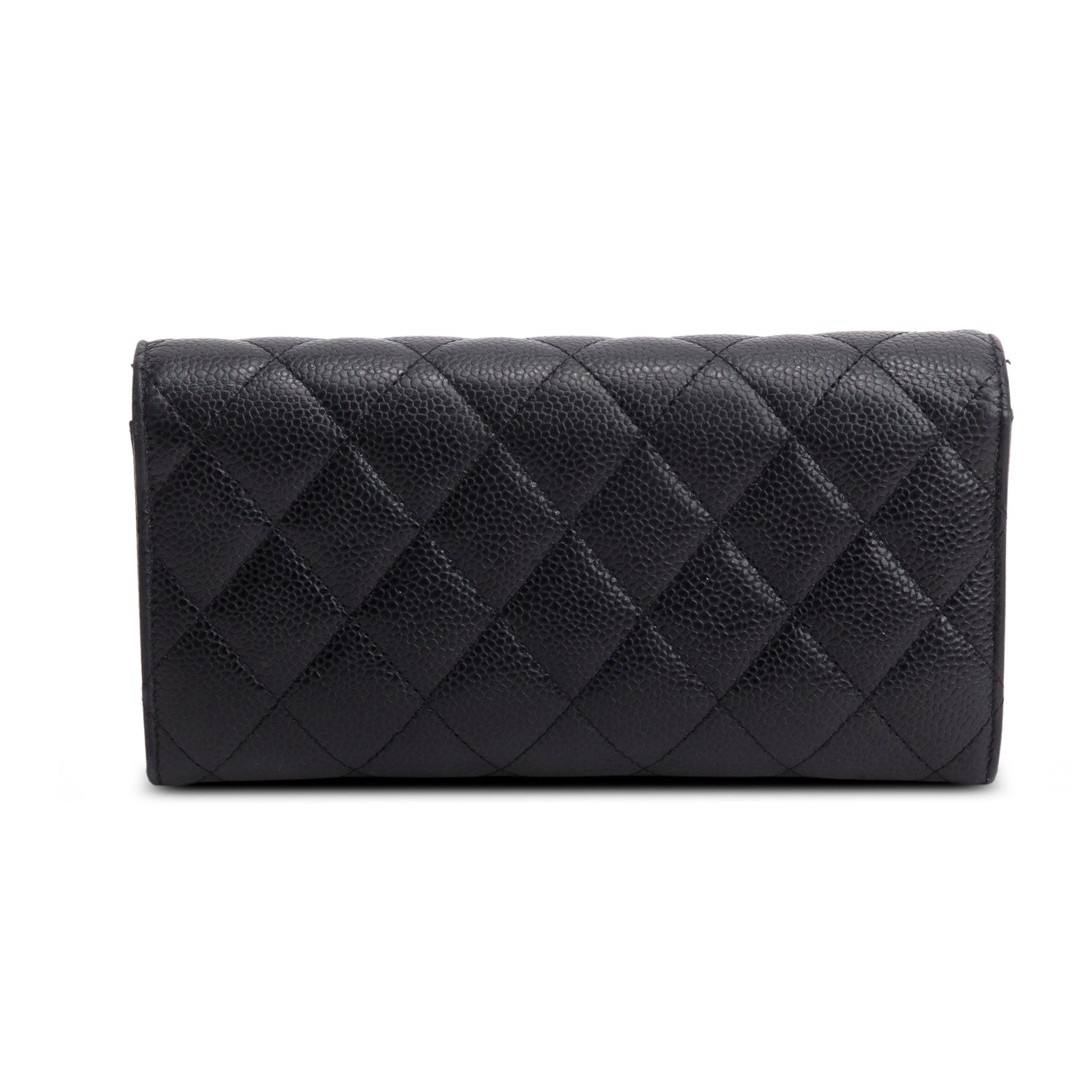 Chanel Black Caviar Leather Classic Long Flap Wallet w/ Box & Authenticity Card