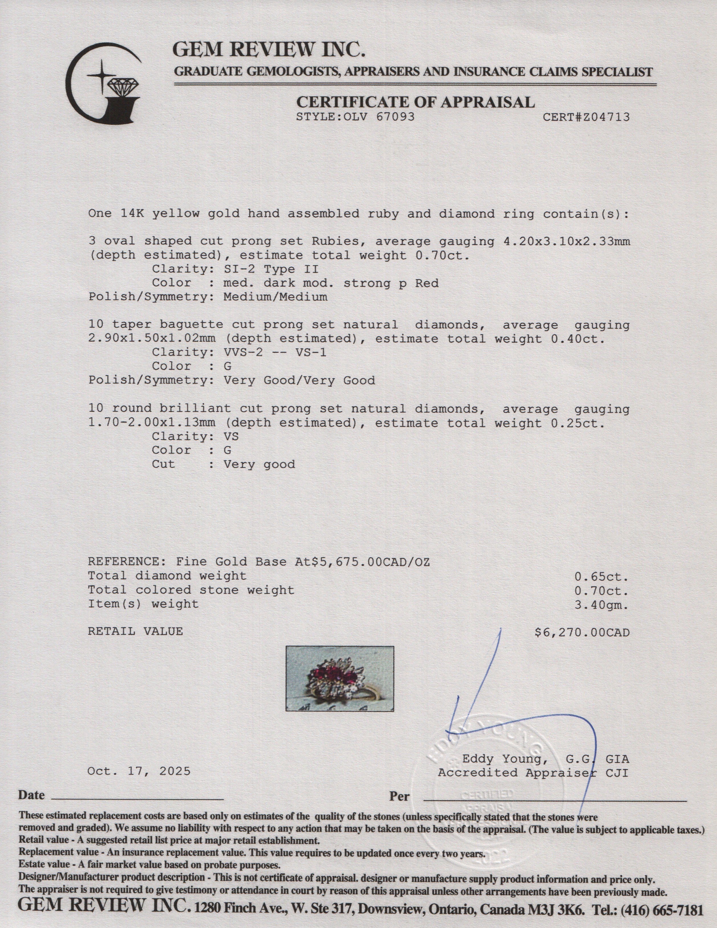 14k Yellow Gold Ruby and Diamond Cocktail Ring, Size 6.25