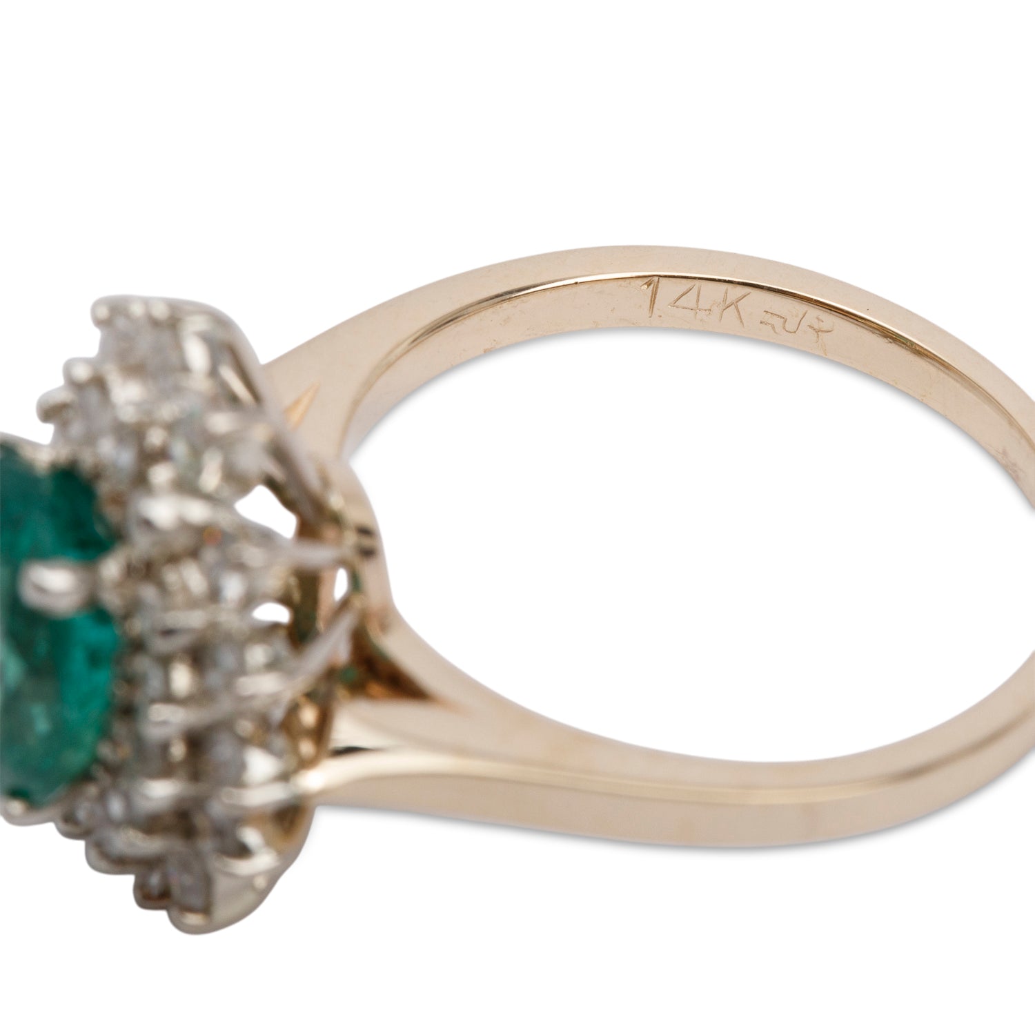 14k Yellow & White Gold Emerald & Diamond Ring, Size 6