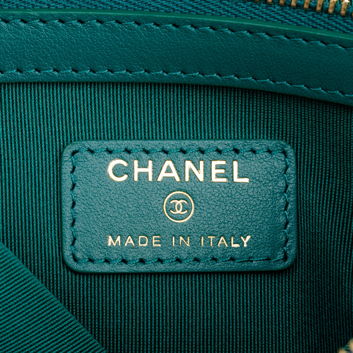 Chanel Blue Quilted Jersey Cosmetic Pouch w/ Box & Authenticity Card