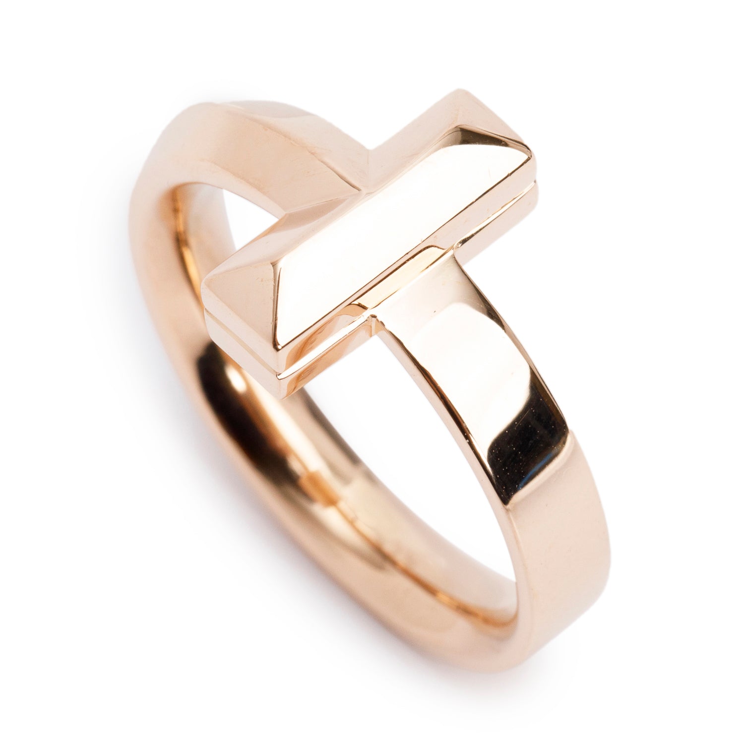 Tiffany & Co. 18k Rose Gold T1 Ring, Size 9 w/ Box