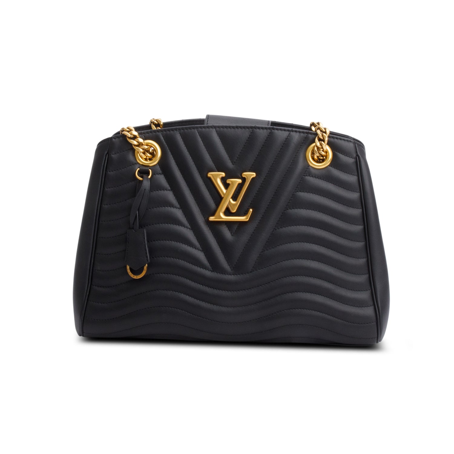 Louis Vuitton Black Calfskin Quilted New Wave Chain Tote