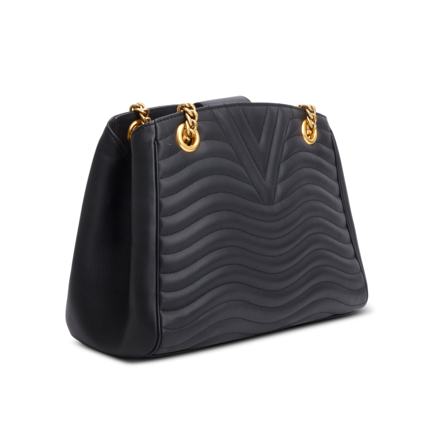 Louis Vuitton Black Calfskin Quilted New Wave Chain Tote