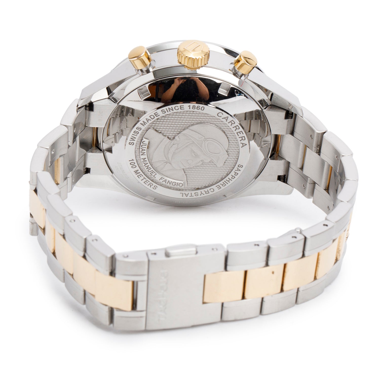 Tag Heuer Stainless Steel & 18k Yellow Gold Carrera Calibre 16 41 MM Automatic Chronograph Watch Silver Dial CV2050-3
