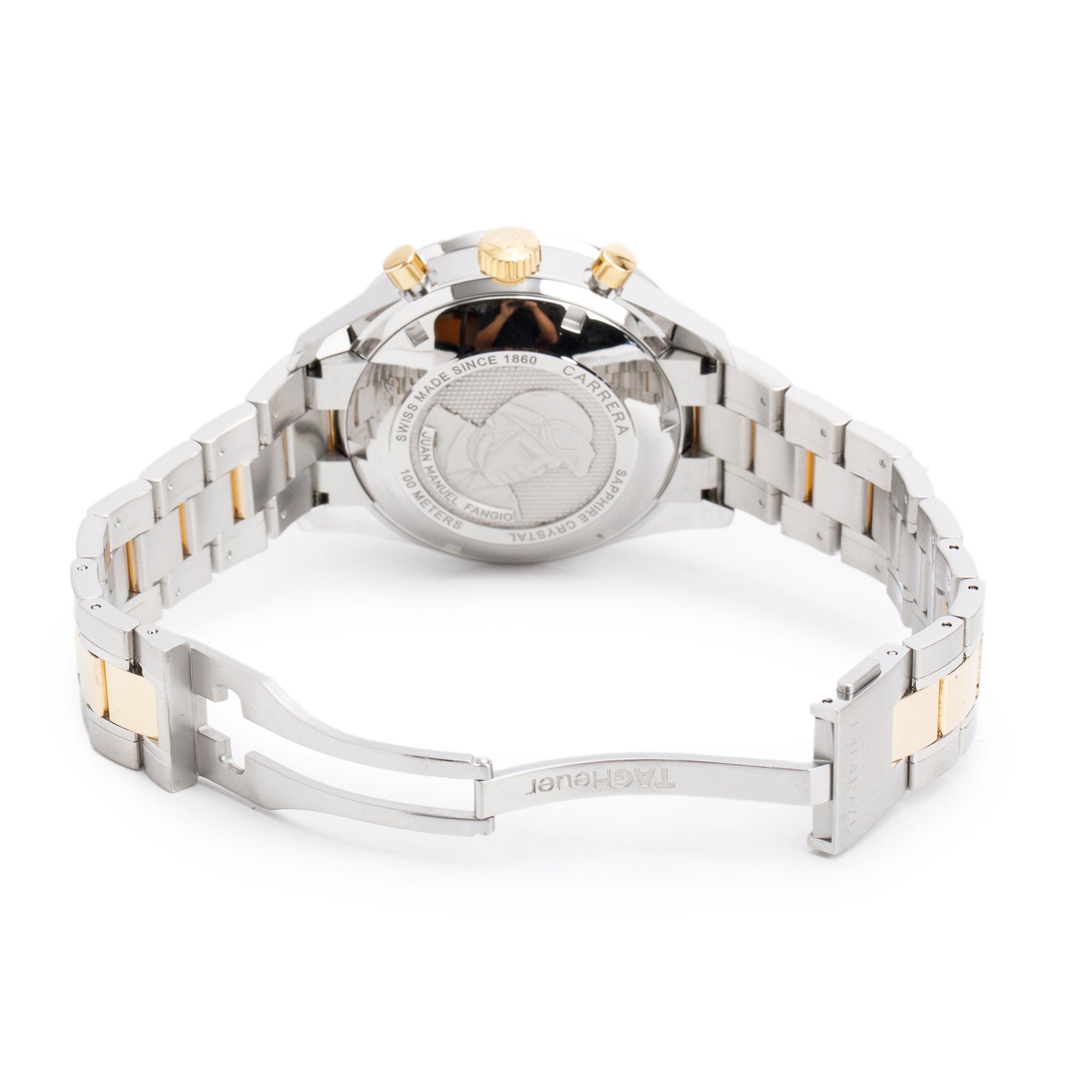 Tag Heuer Stainless Steel & 18k Yellow Gold Carrera Calibre 16 41 MM Automatic Chronograph Watch Silver Dial CV2050-3