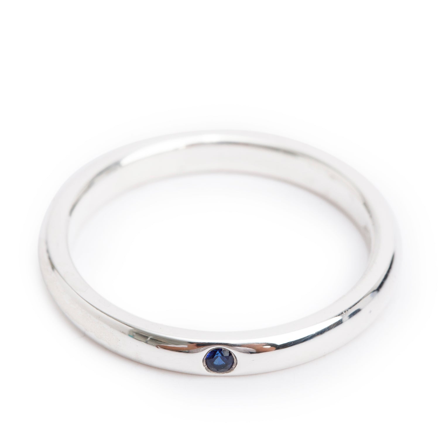Tiffany & Co. Elsa Peretti Sterling Silver Sapphire Stacking Band Ring, Size 7.5