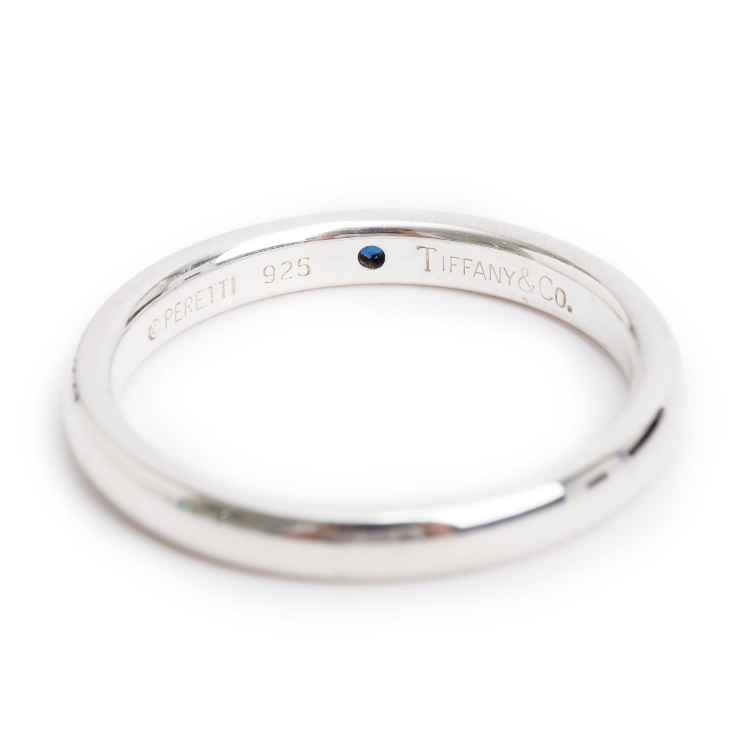 Tiffany & Co. Elsa Peretti Sterling Silver Sapphire Stacking Band Ring, Size 7.5