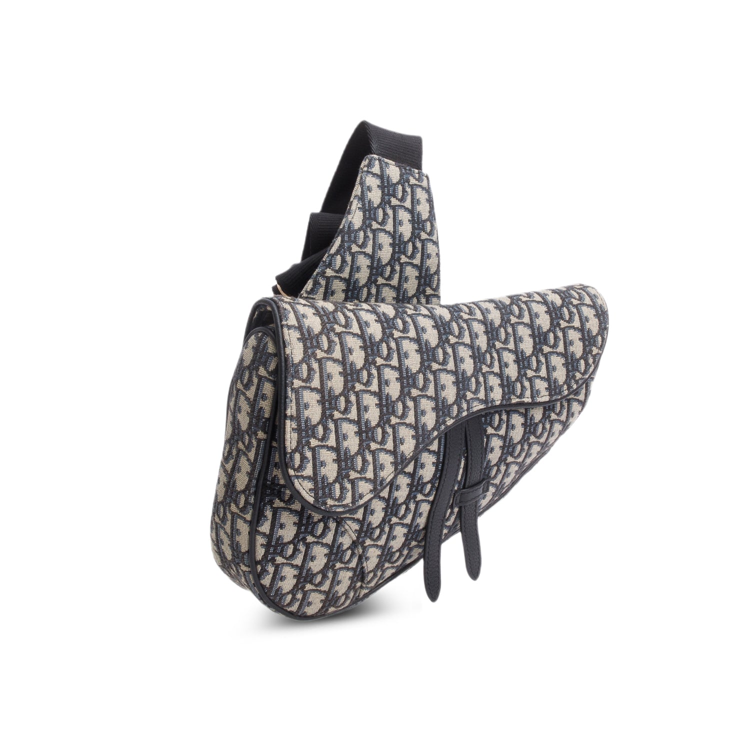 Christian Dior 2022 Navy Oblique Canvas Jacquard Saddle Bag